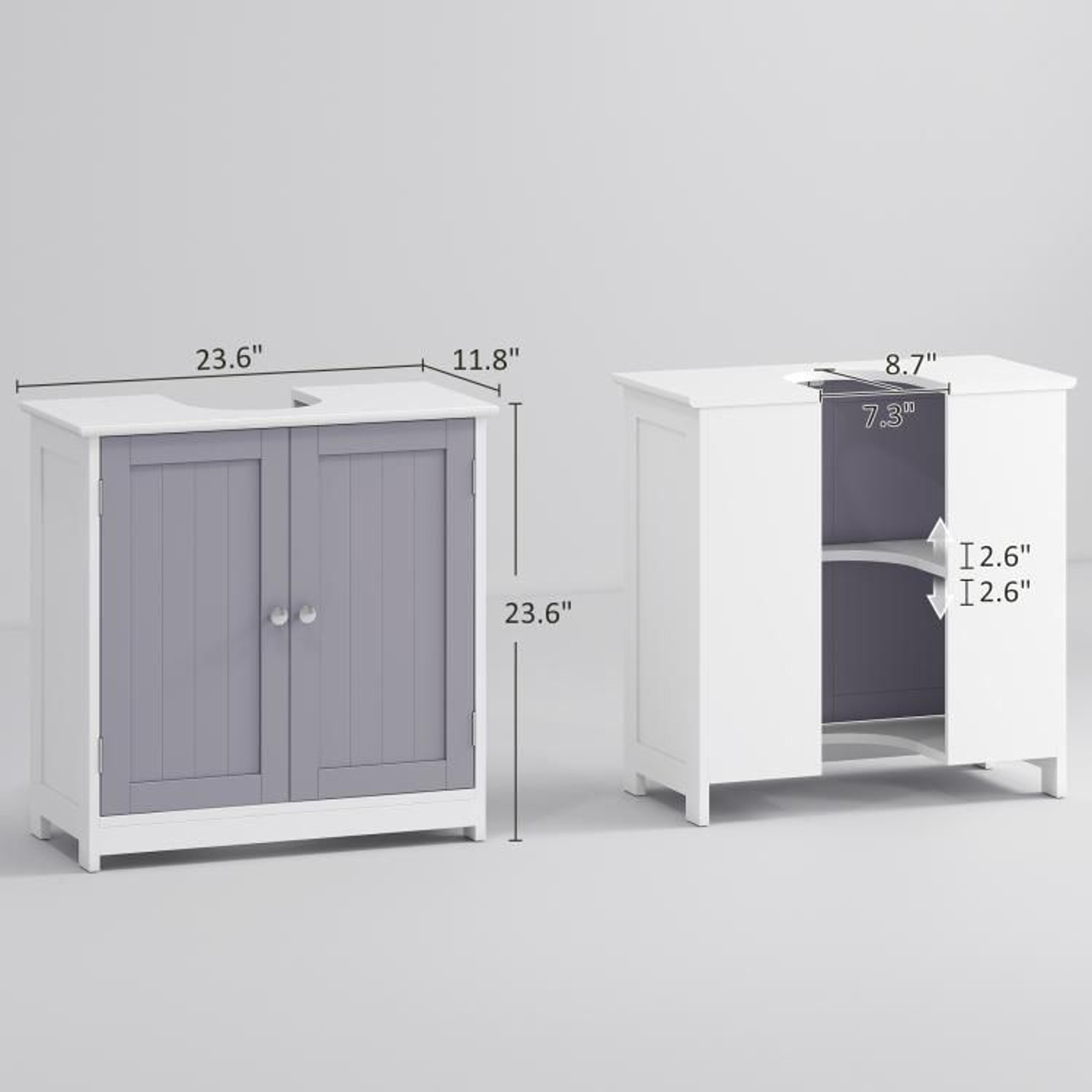 Pedestal Sink Storage Cabinet With Adjustable Shelf And Double Doors 4