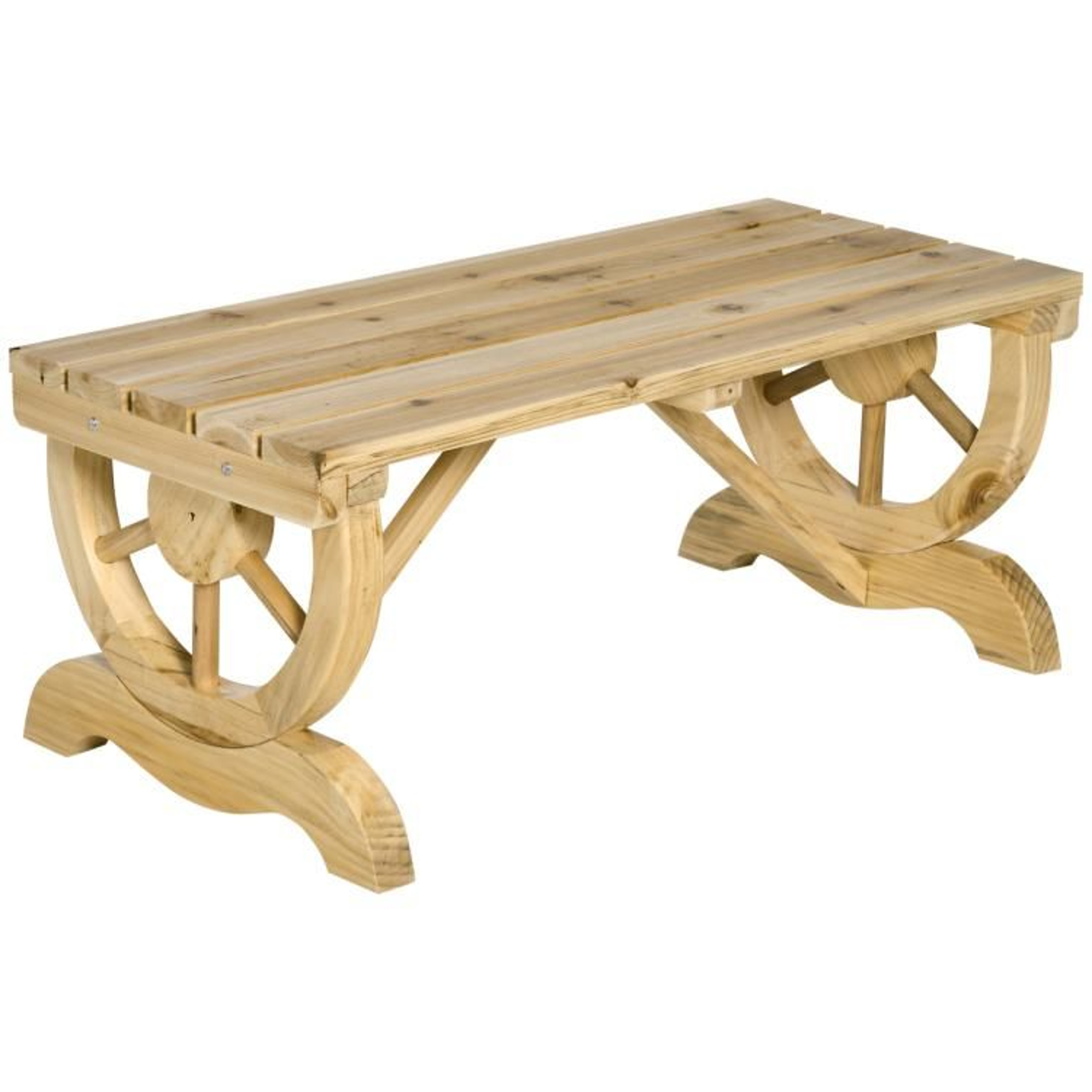 2Person Outdoor Garden Bench With Rustic Wagon Wheel Design 0