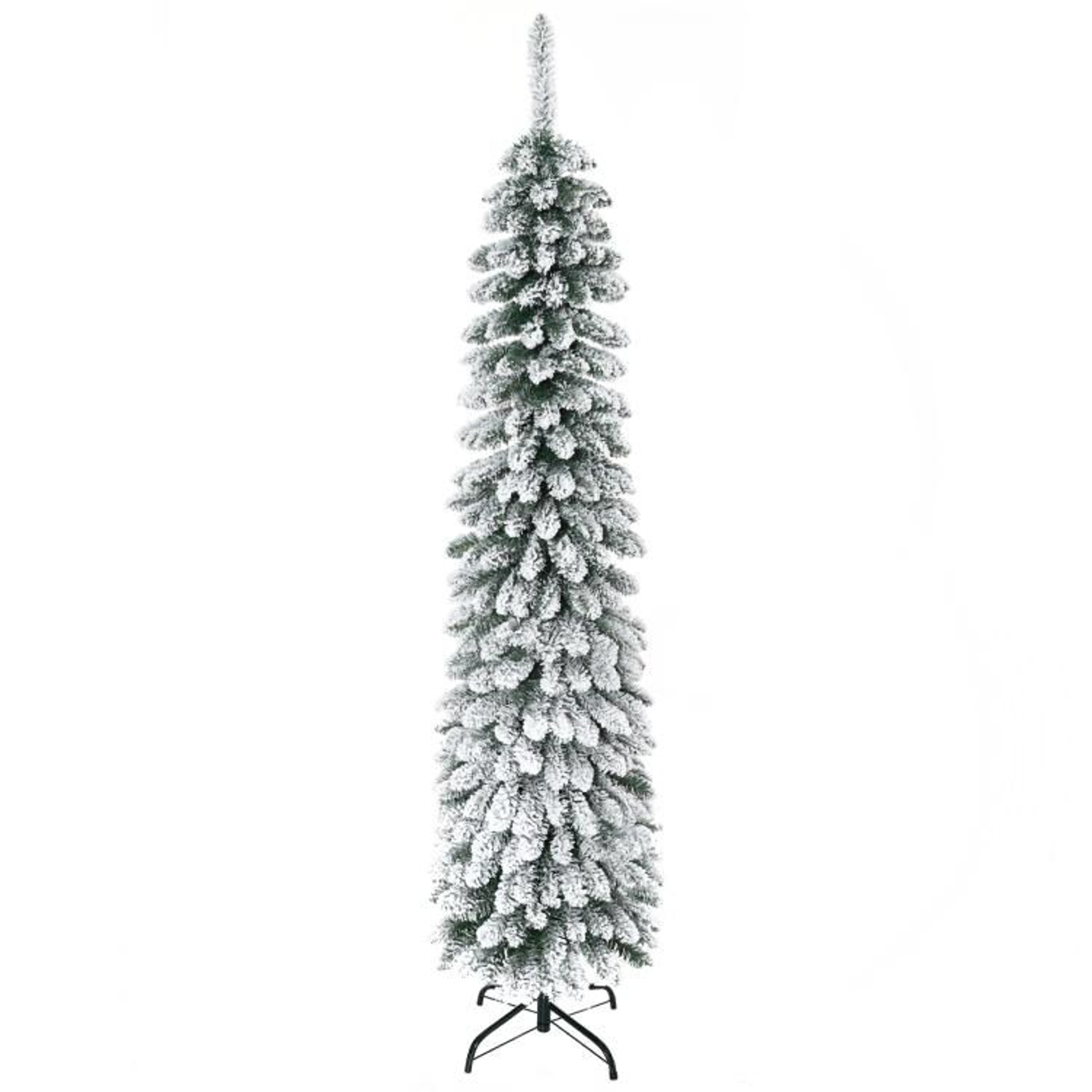 6 Ft Slim Snow Flocked Artificial Christmas Tree  Unlit Pencil Tree 1