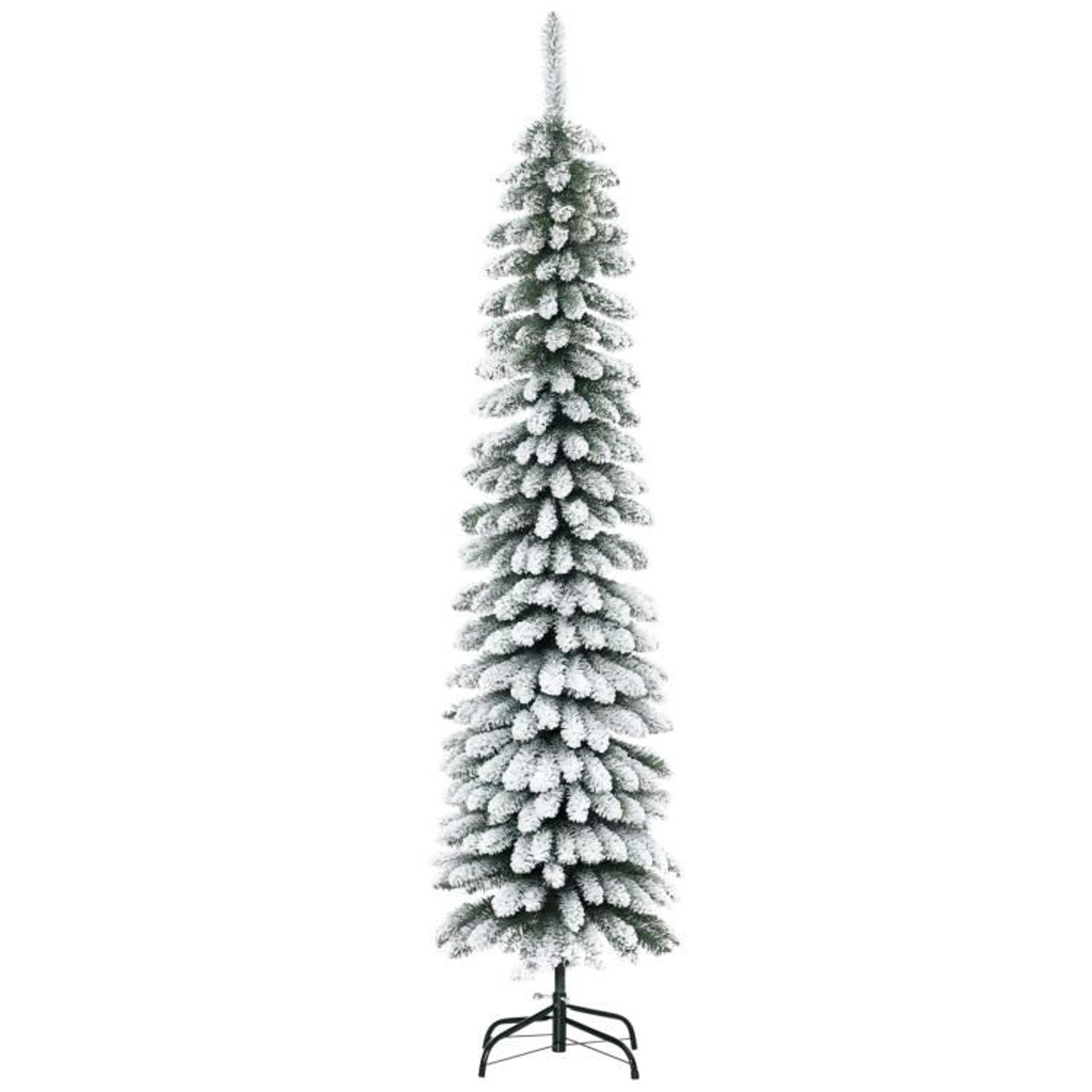 6 Ft Slim Snow Flocked Artificial Christmas Tree  Unlit Pencil Tree 0