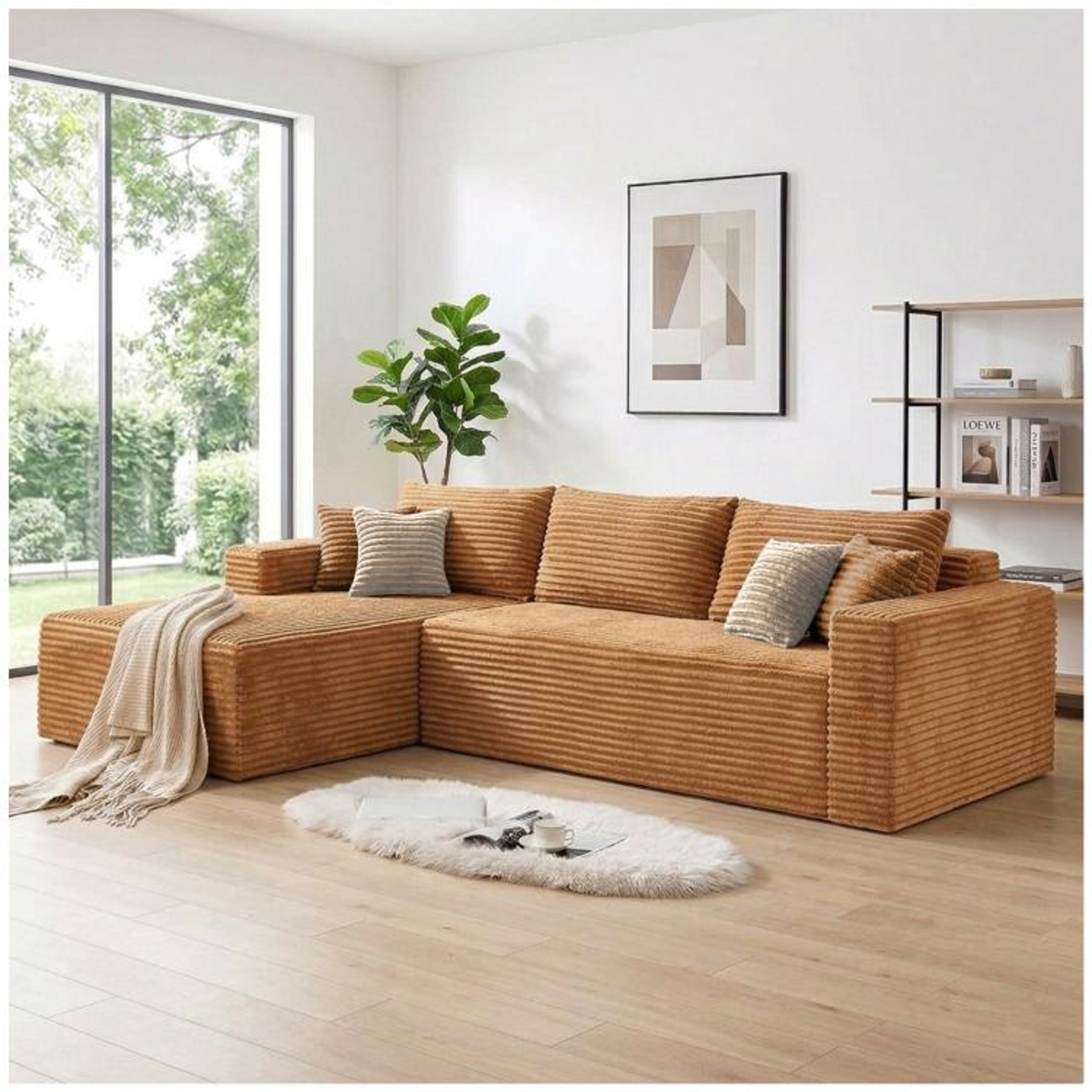 108Inch Modular Sectional Sofa With Oversized Chaise And Plush Corduroy Upholstery 0