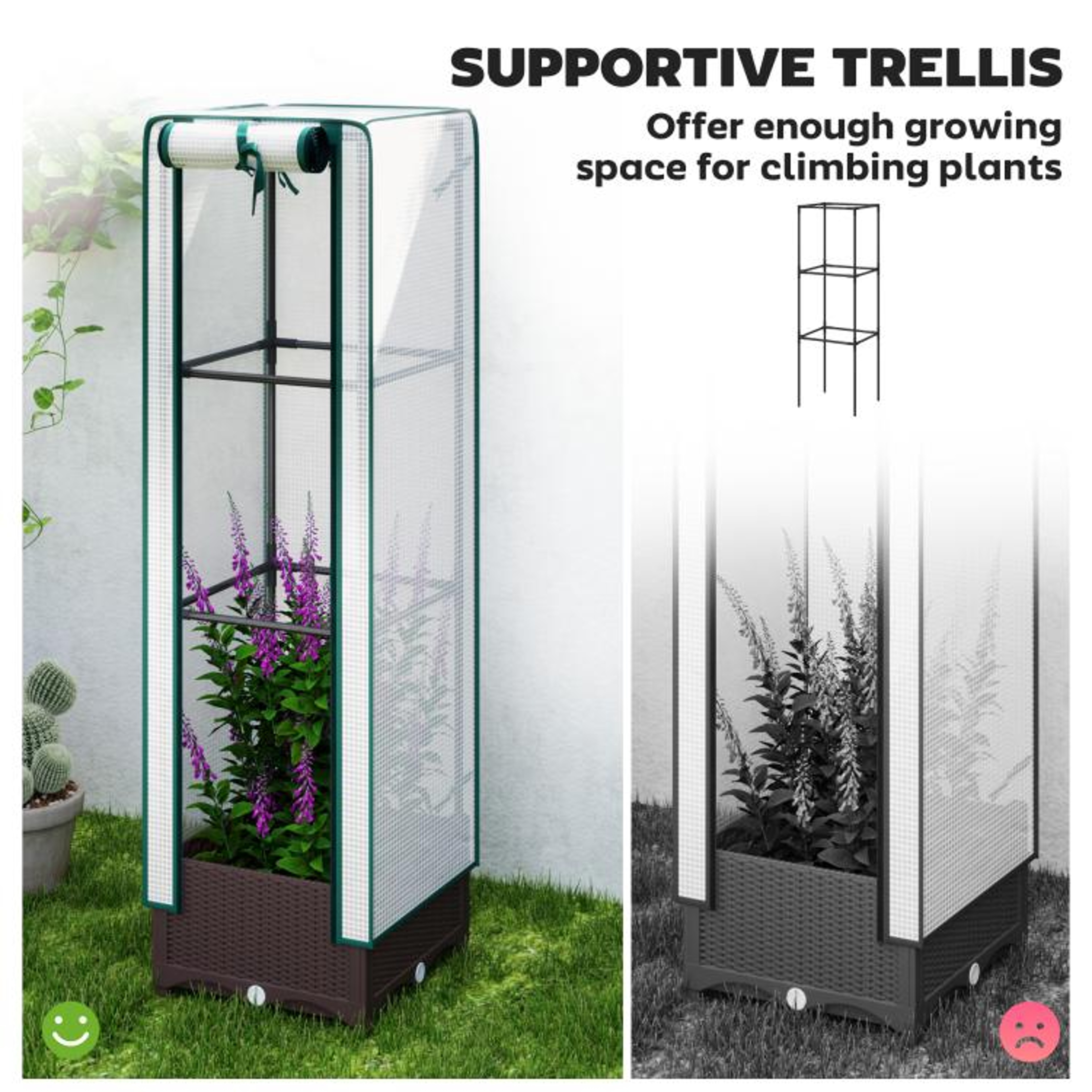 Raised Garden Bed With Trellis  Protective PE Cover For Outdoor Plants 5