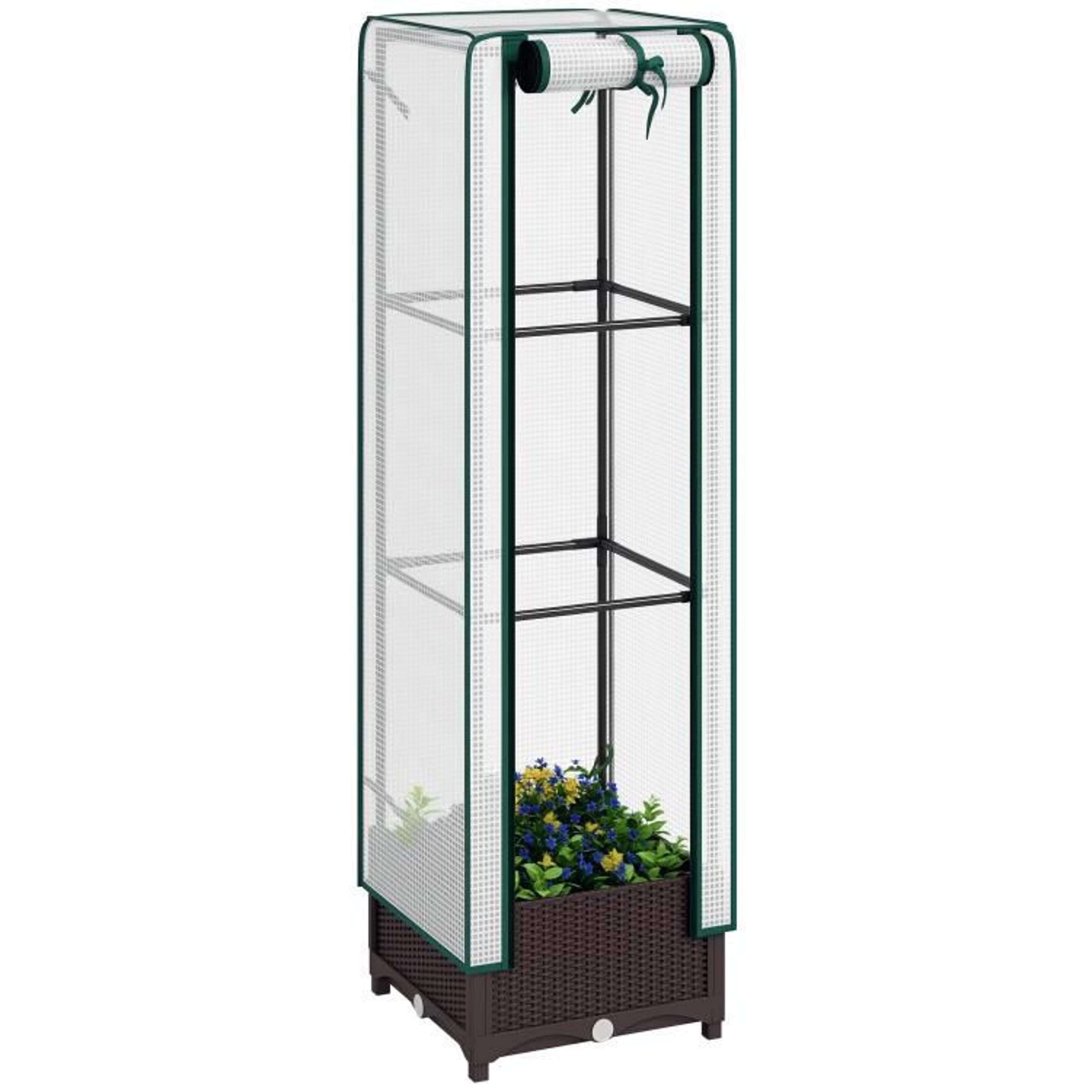 Raised Garden Bed With Trellis  Protective PE Cover For Outdoor Plants 0