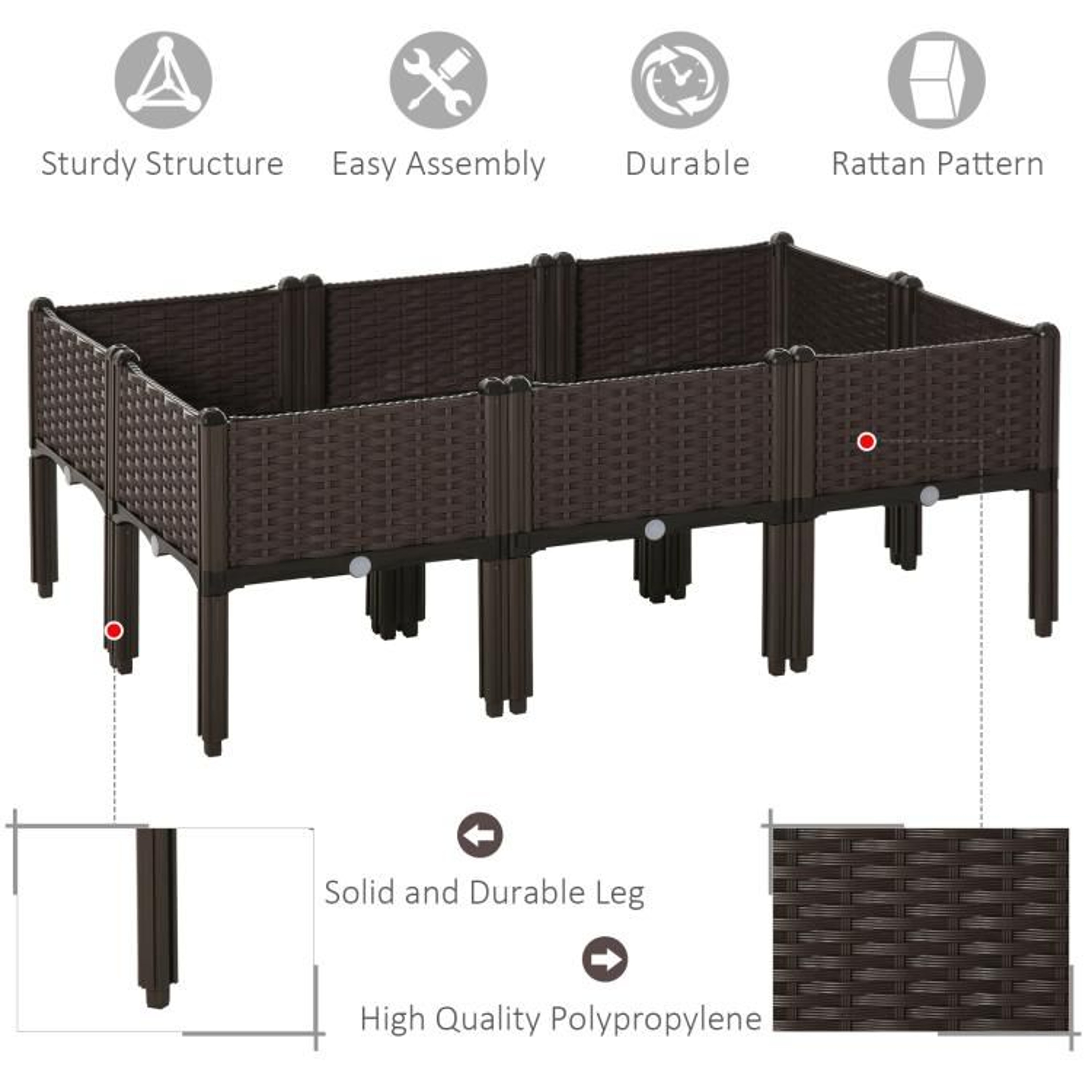 Raised Garden Bed Planter Set With Removable Legs And Drainage Brown 5