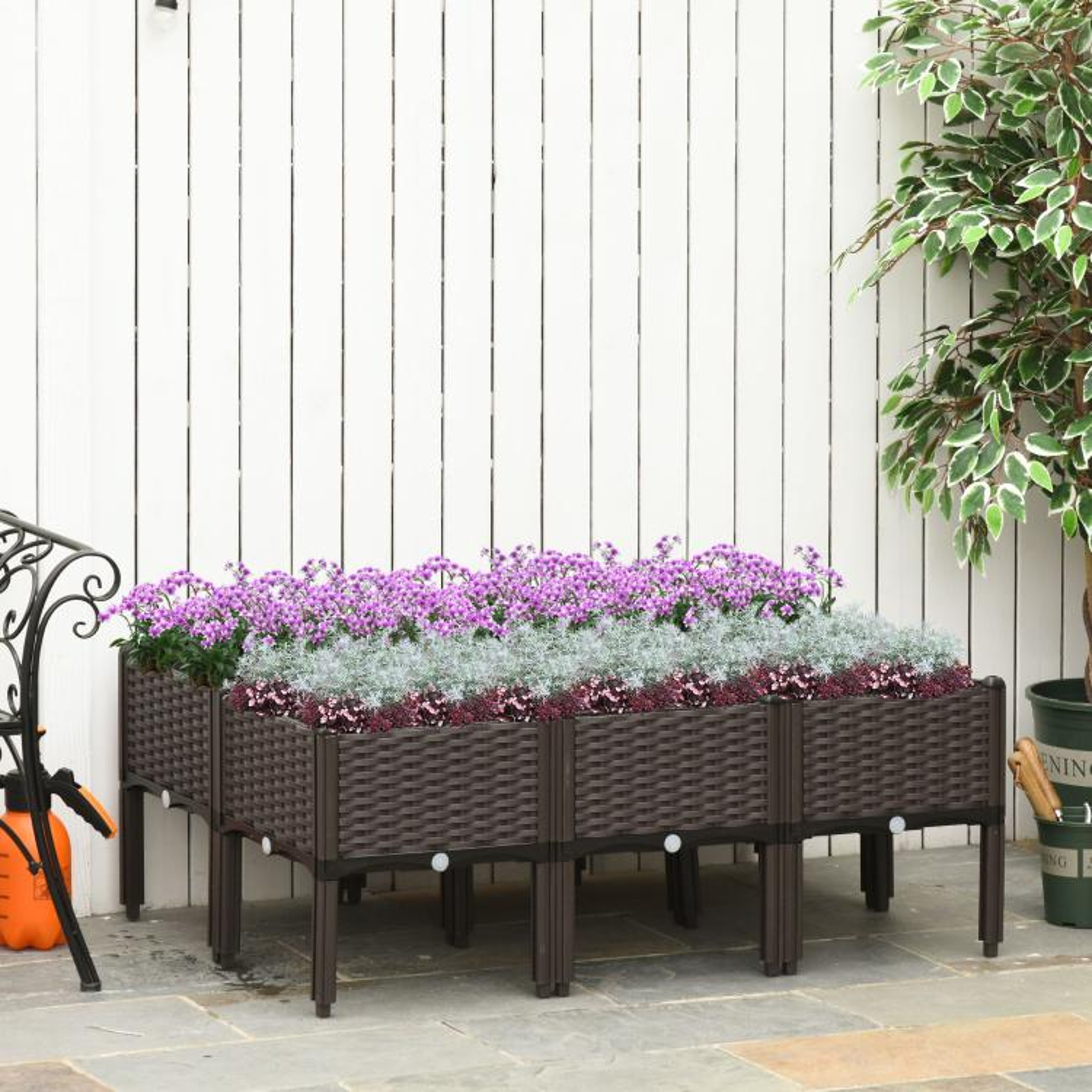 Raised Garden Bed Planter Set With Removable Legs And Drainage Brown 3