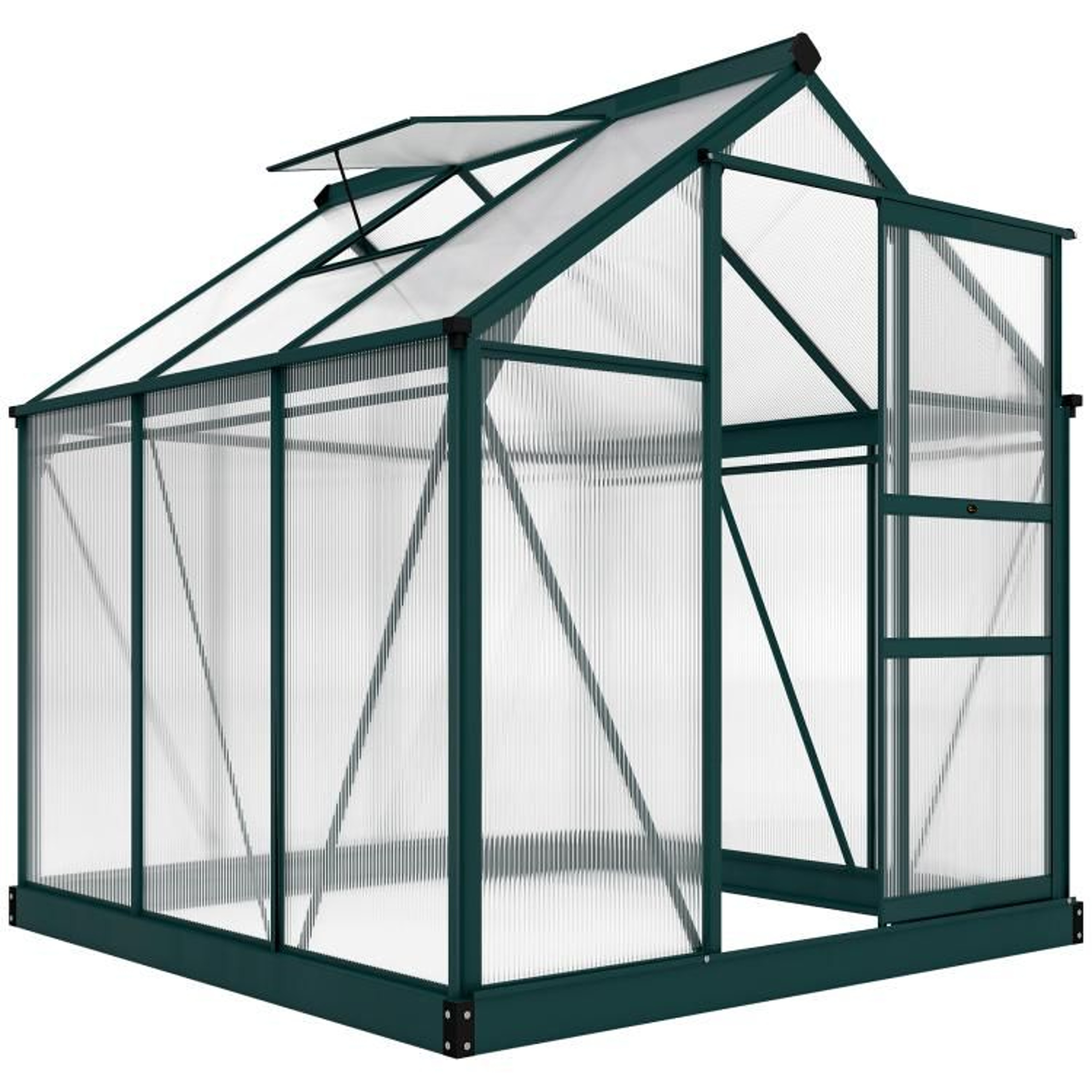 6 X 6 Ft Outdoor Polycarbonate Greenhouse With Aluminum Frame And Roof Vent 0
