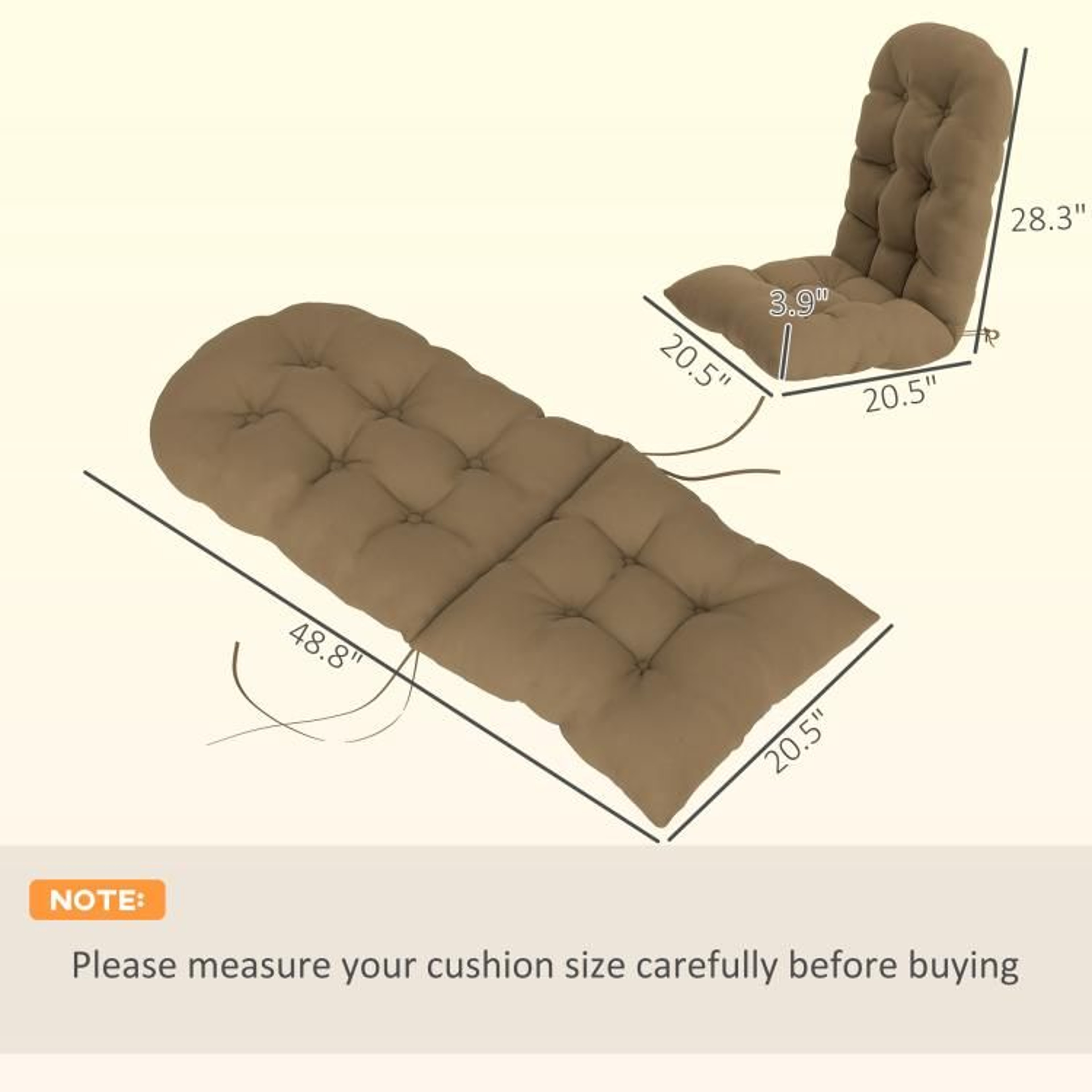 Adirondack Chair Cushions Set Of 2 Tufted High Back NonSlip Khaki Patio Cushions 3