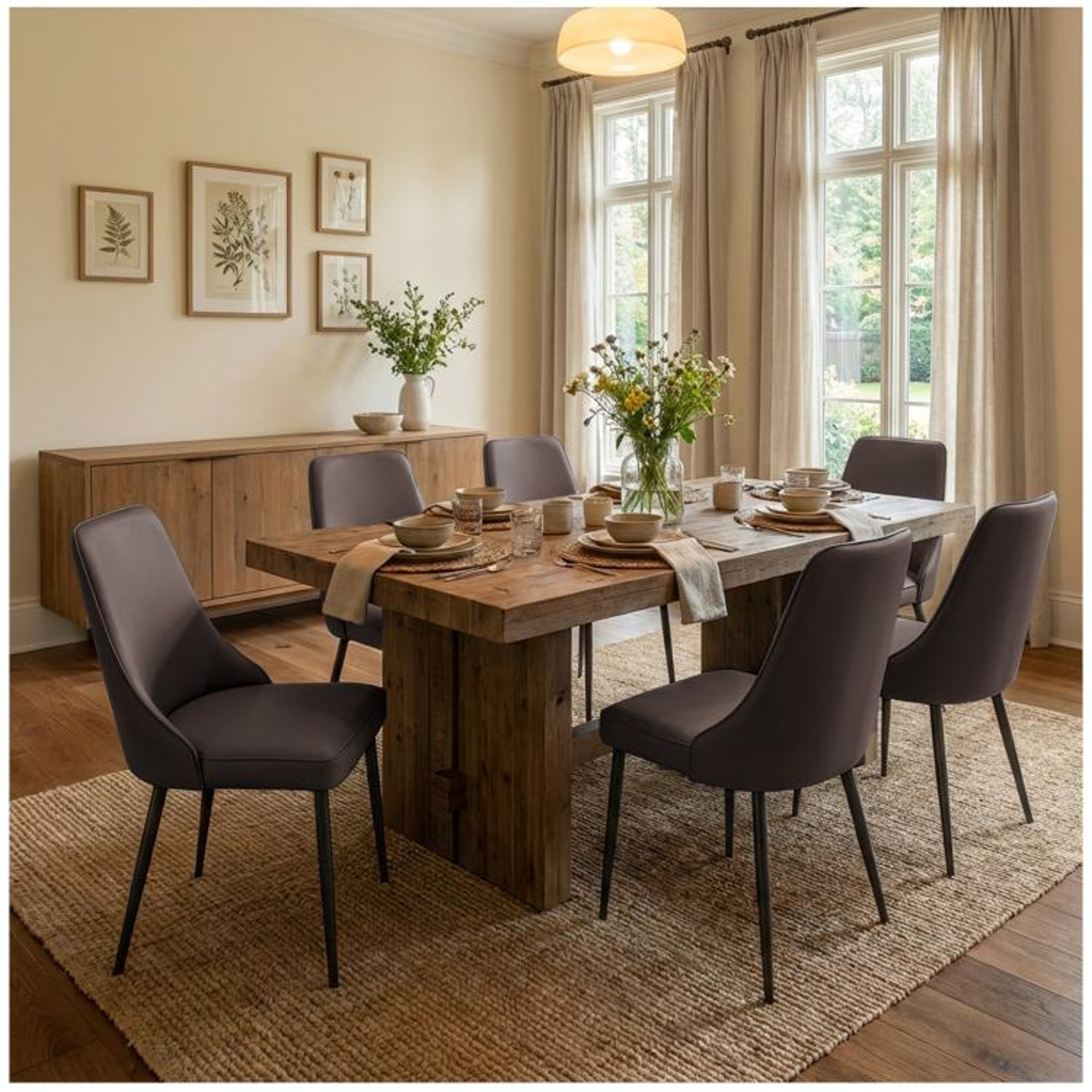 Modern Dining Chairs Set Of 2  Brown Faux Leather Upholstered High Back Chairs 2