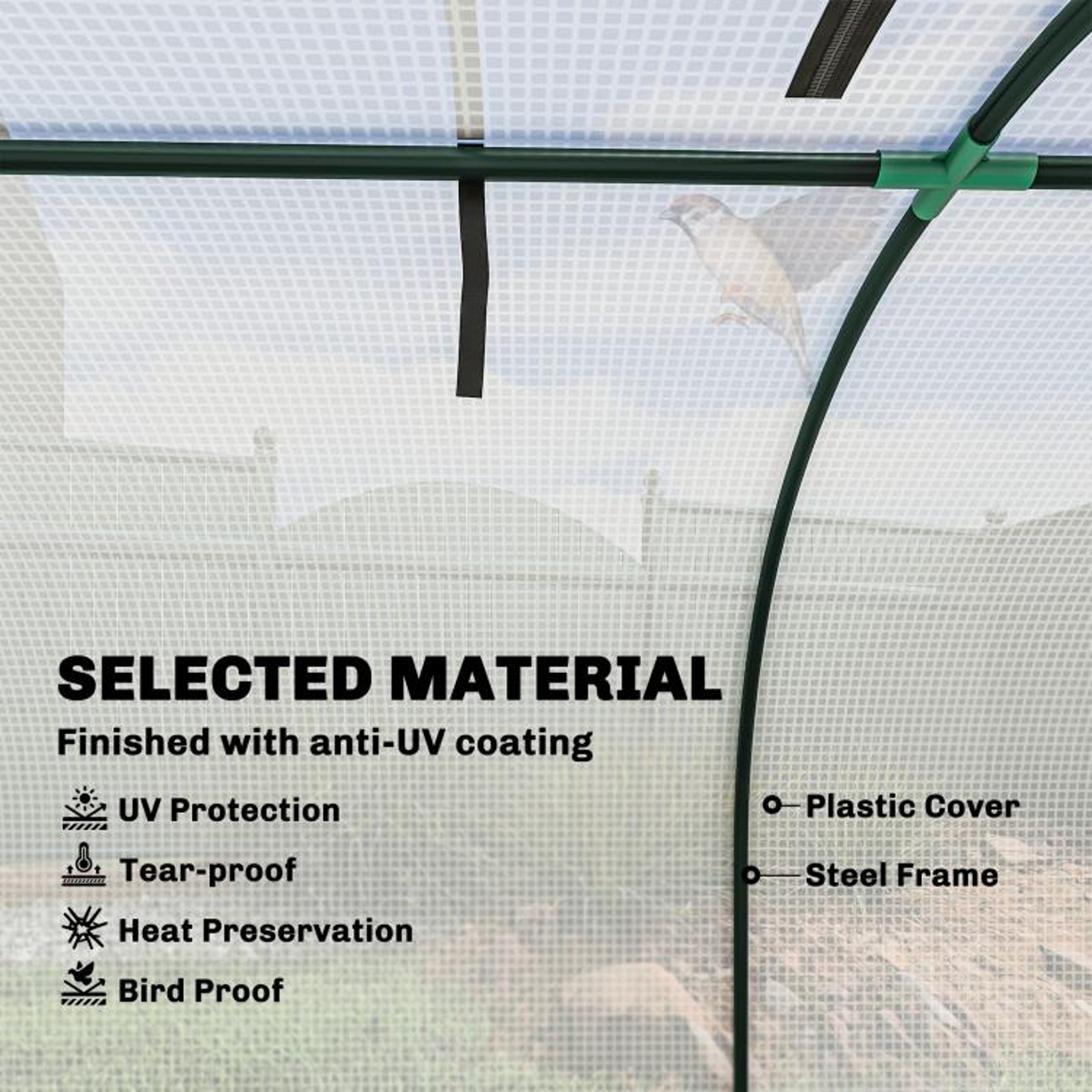 13 Ft Portable Tunnel Greenhouse With 4 Zippered Doors And UVResistant PE Cover 6