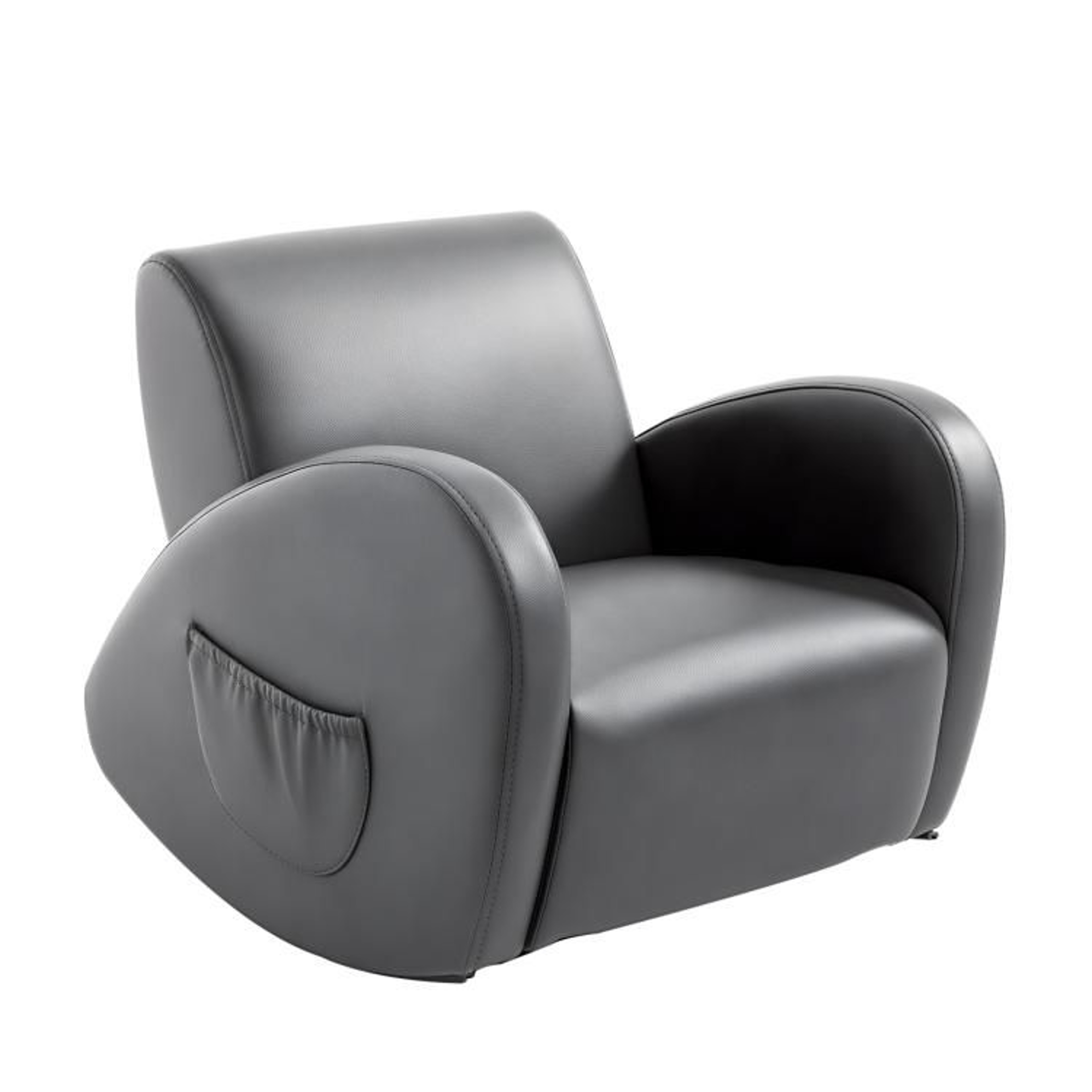 Kids Rocking Chair With PU Leather Upholstery And Side Pockets  Gray 0