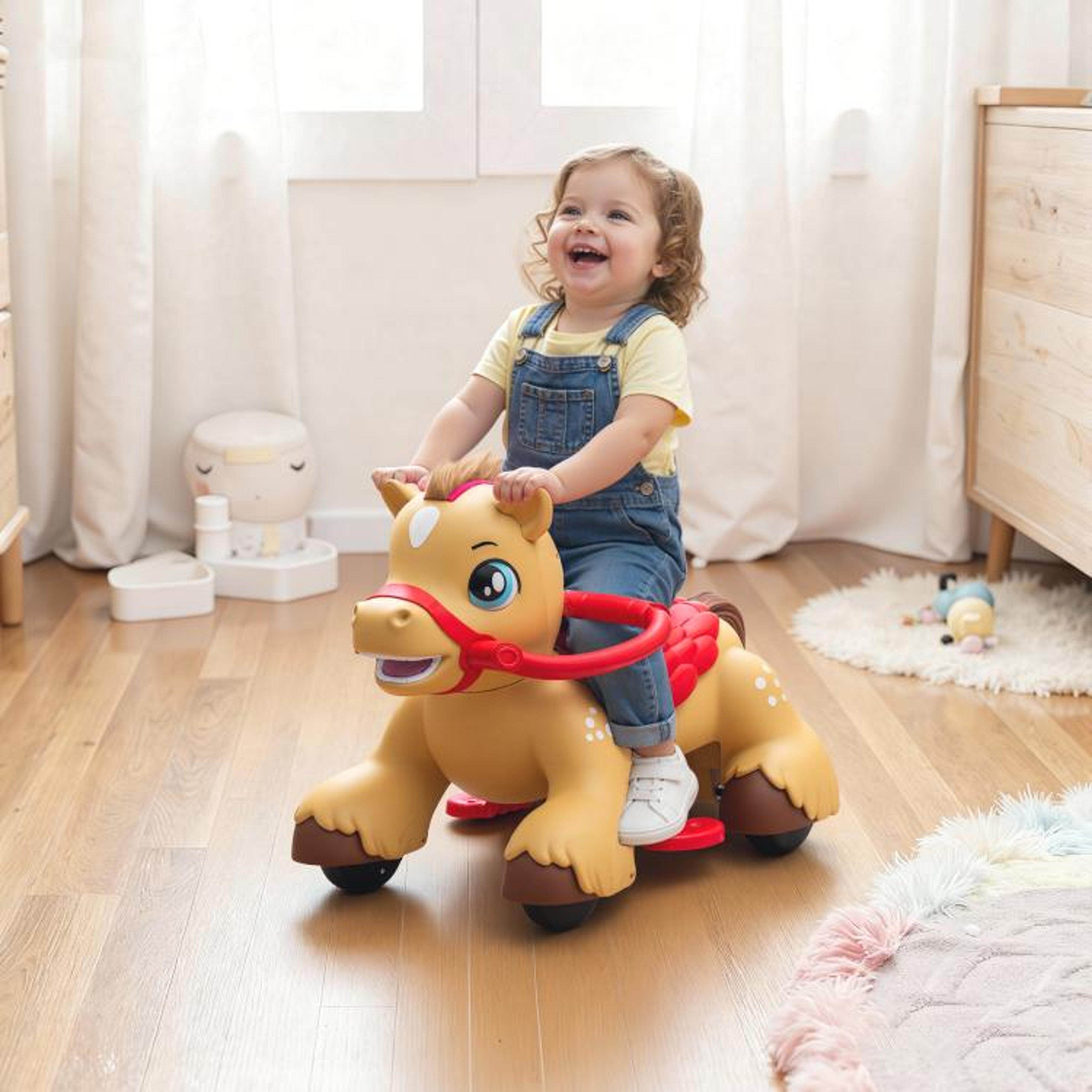 12V Electric RideOn Horse Toy For Toddlers With Sounds And Interactive Features 3