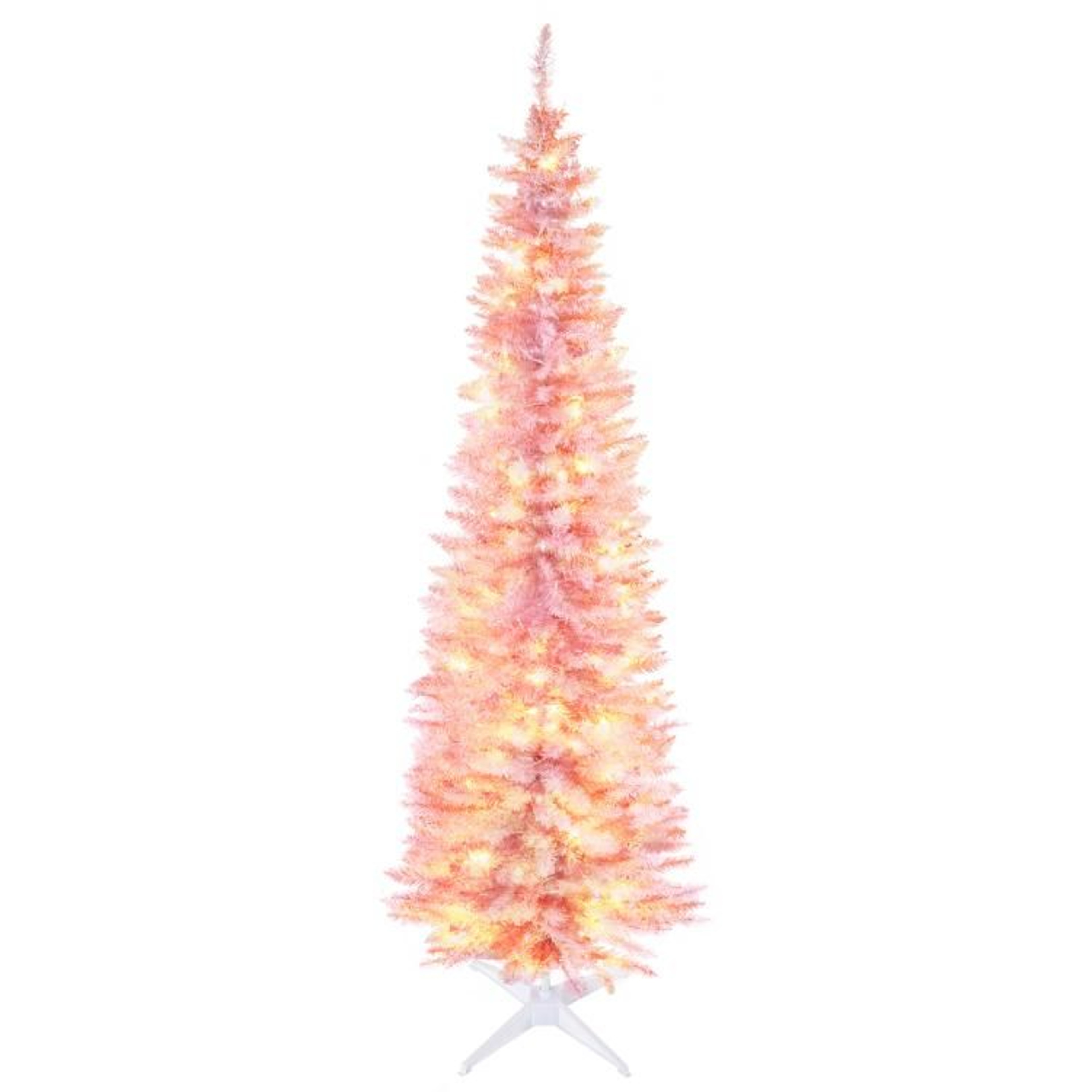 6ft Slim Pink Artificial Christmas Tree With Warm White LED Lights 1