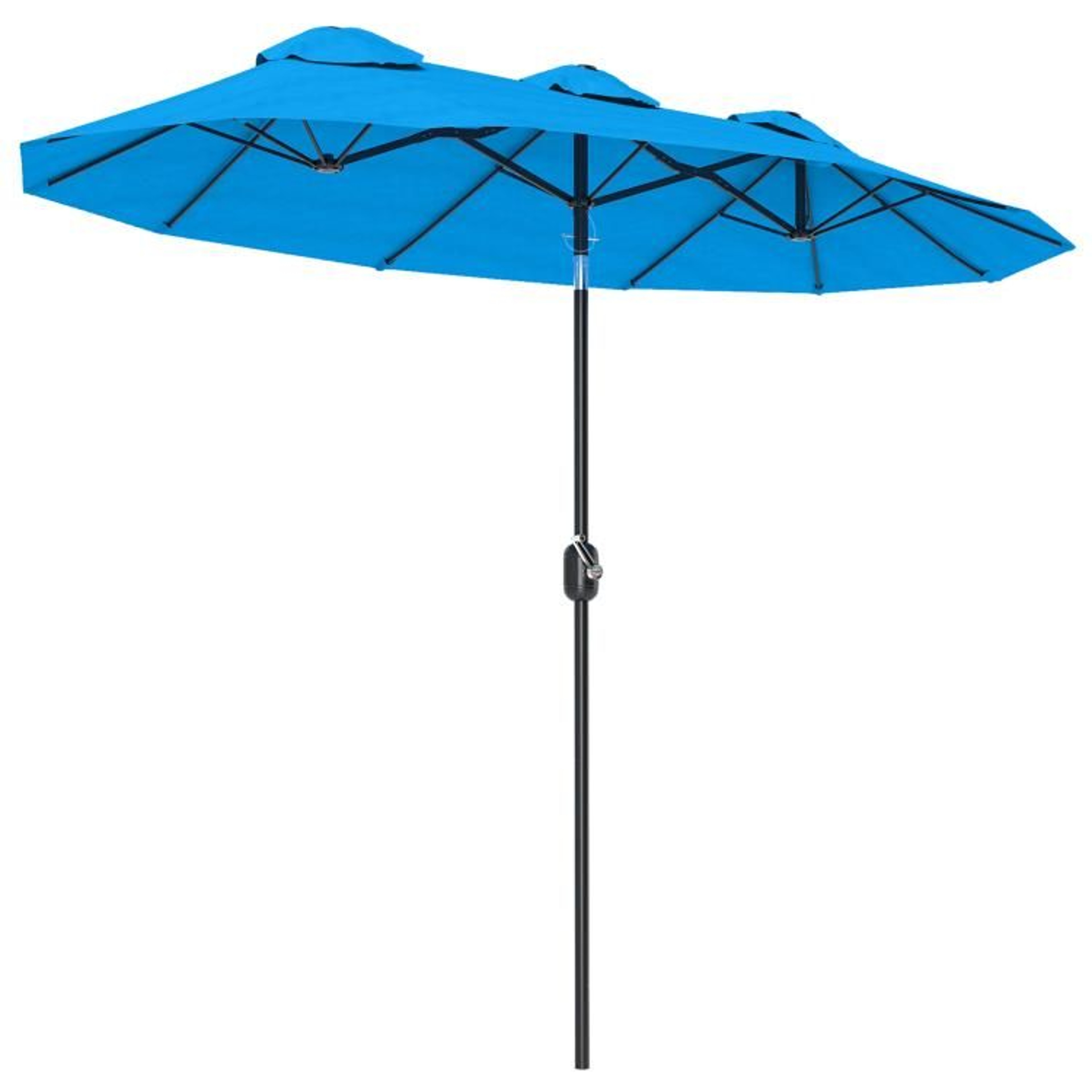 DoubleSided Patio Umbrella With PushButton Tilt And Crank  Cyan Blue 1