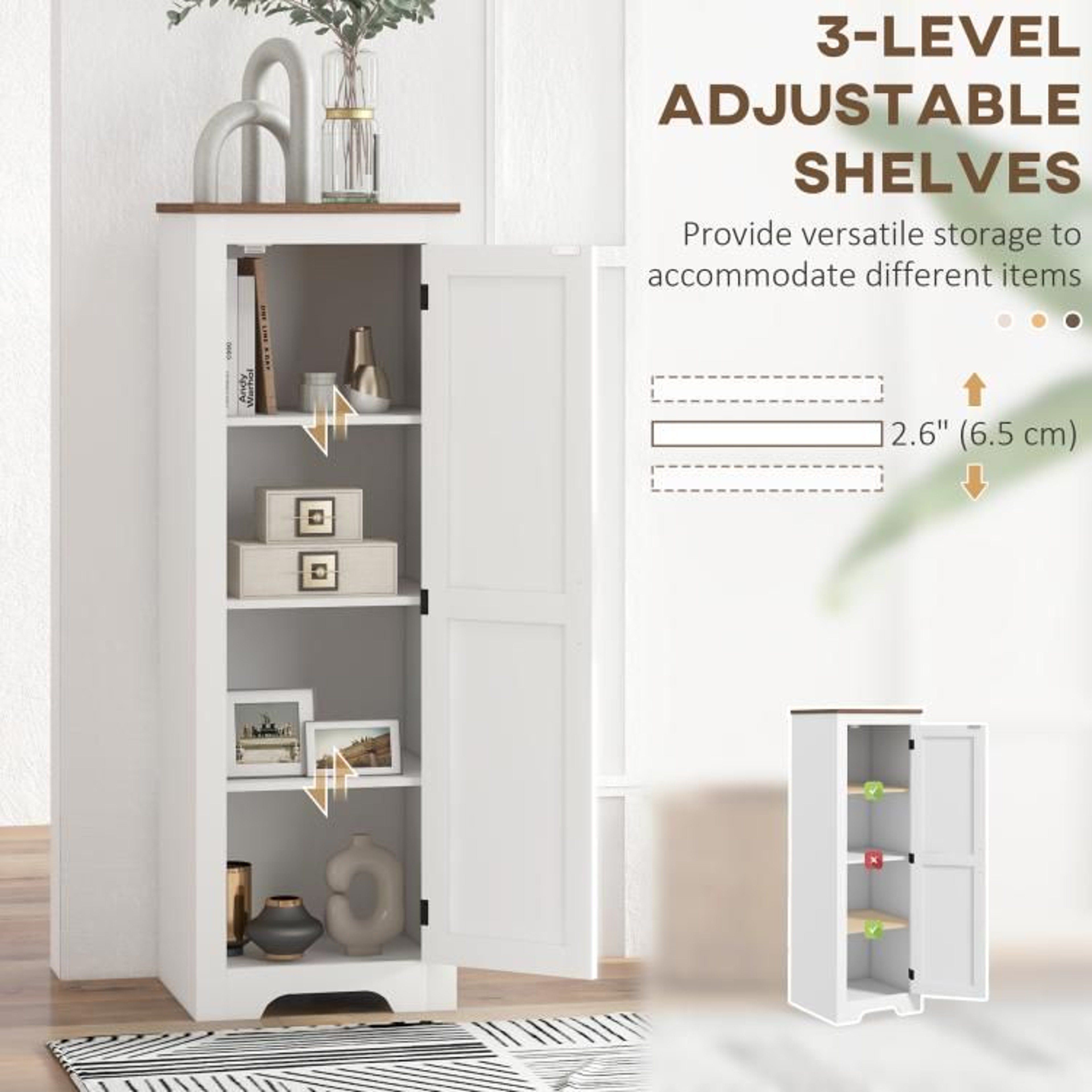 Farmhouse Storage Cabinet With Barn Door And Adjustable Shelves In White 5