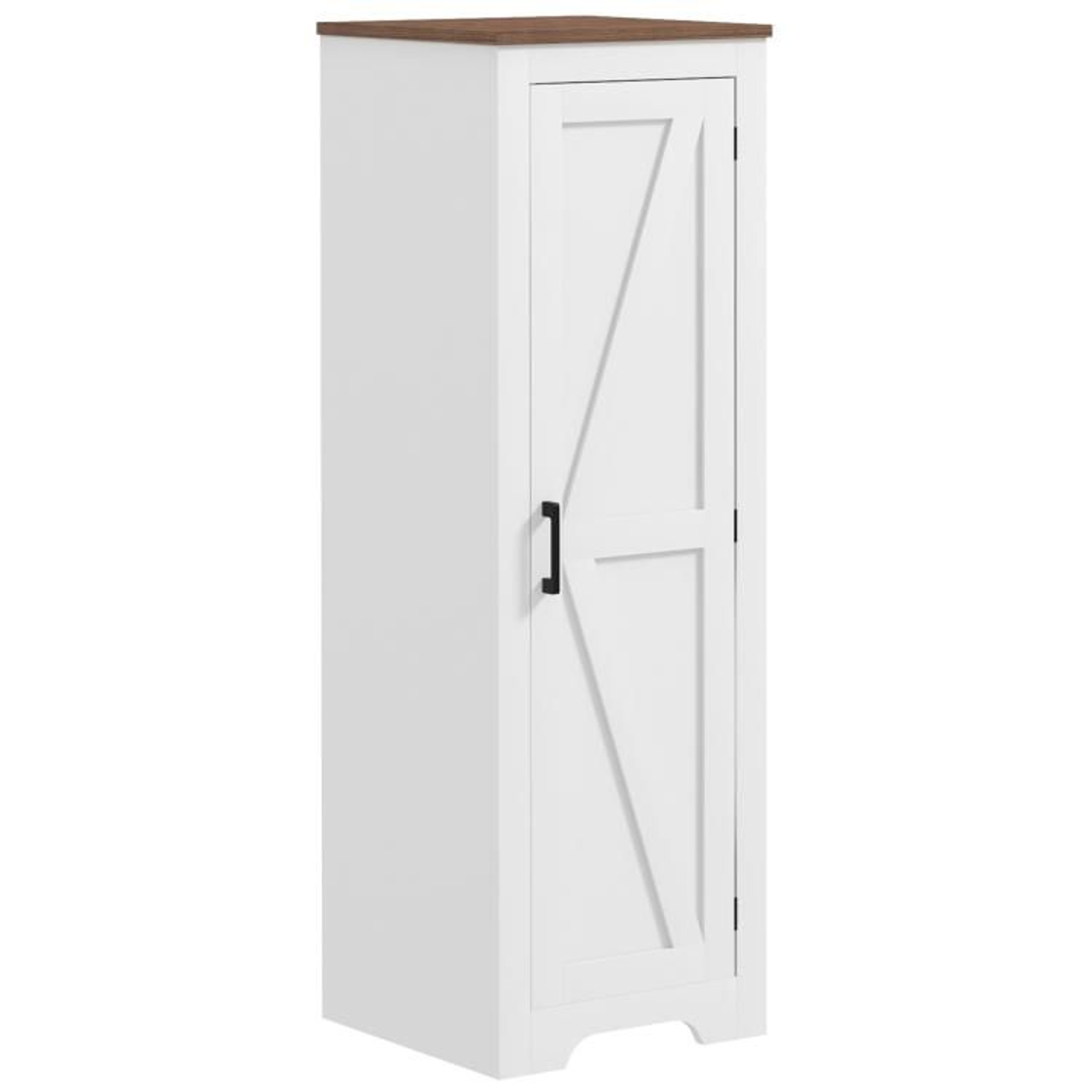 Farmhouse Storage Cabinet With Barn Door And Adjustable Shelves In White 0