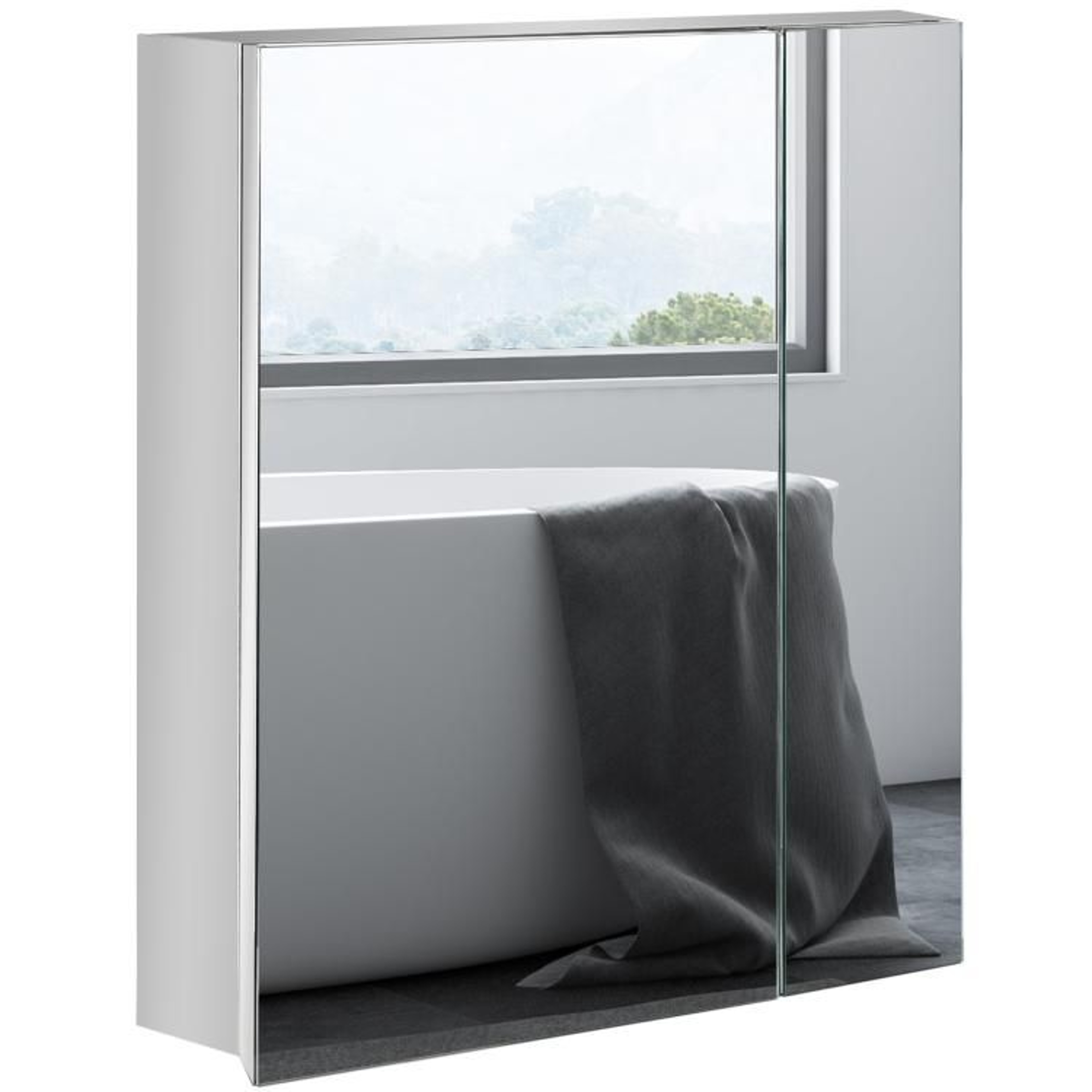 Wall Mounted Bathroom Medicine Cabinet With Mirror And Stainless Steel Shelves 0