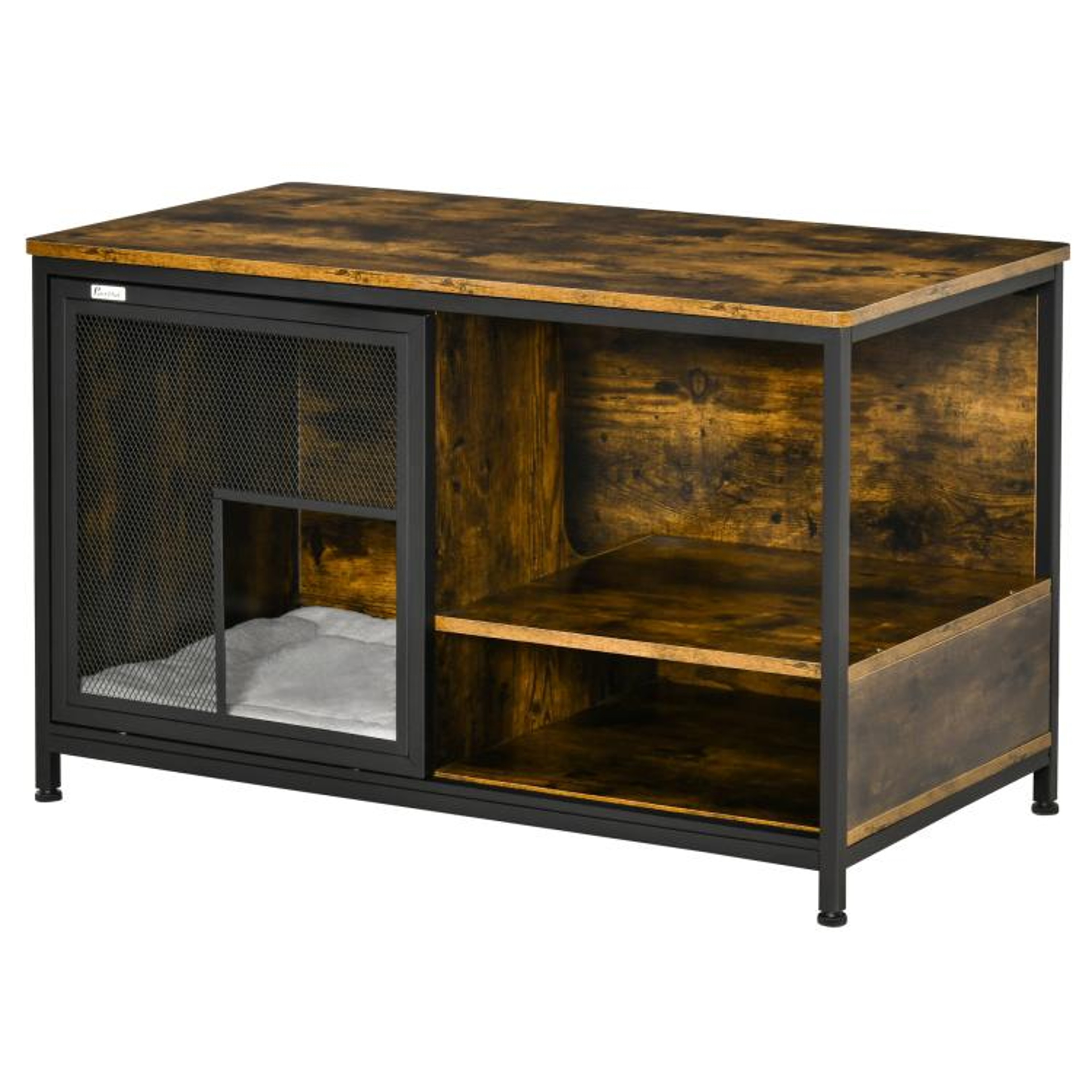 Wooden Cat House Furniture With Sliding Doors And Removable Cushion 0