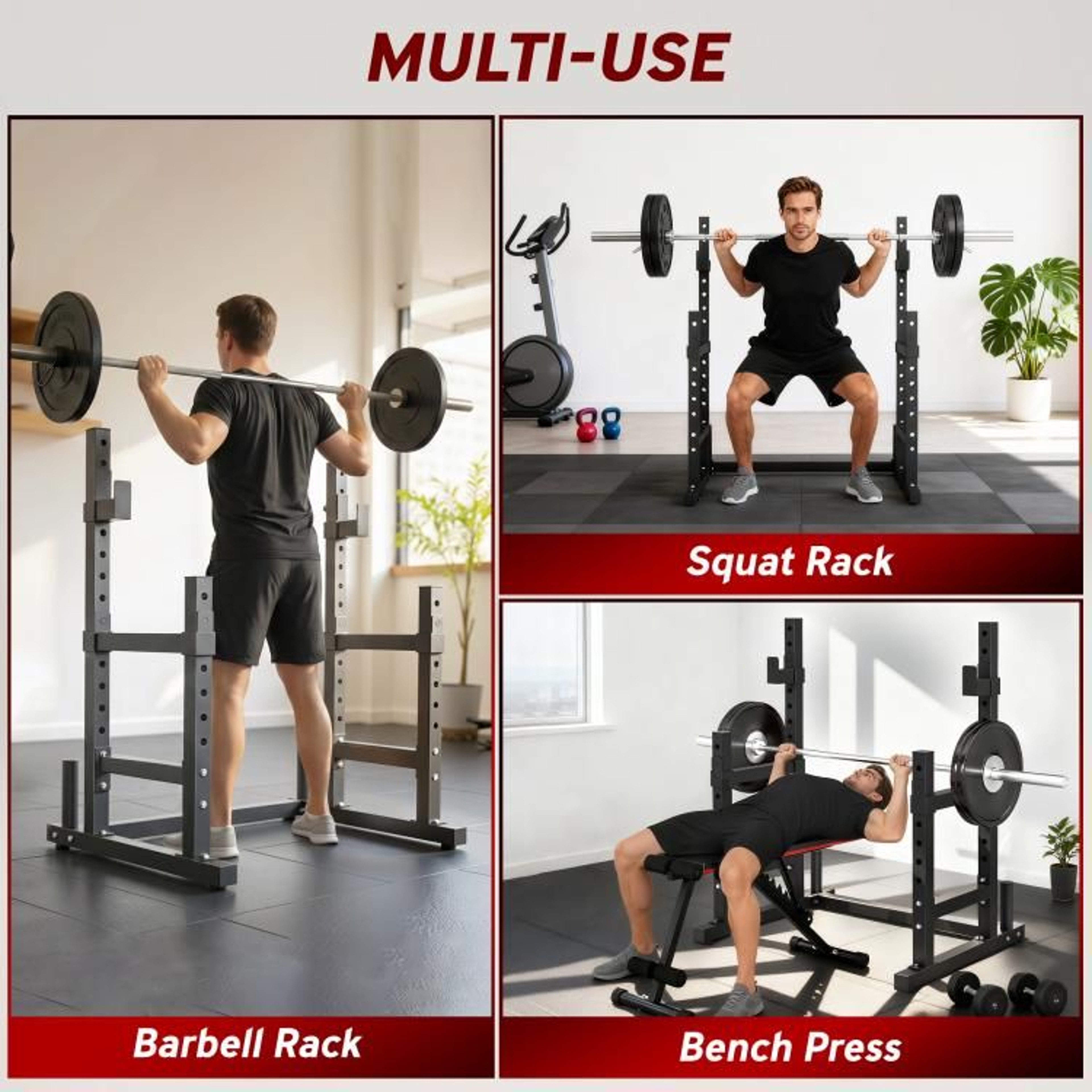 Adjustable Squat Rack With Dual Barbell Holders And 660 Lb Capacity For Home Gym 5