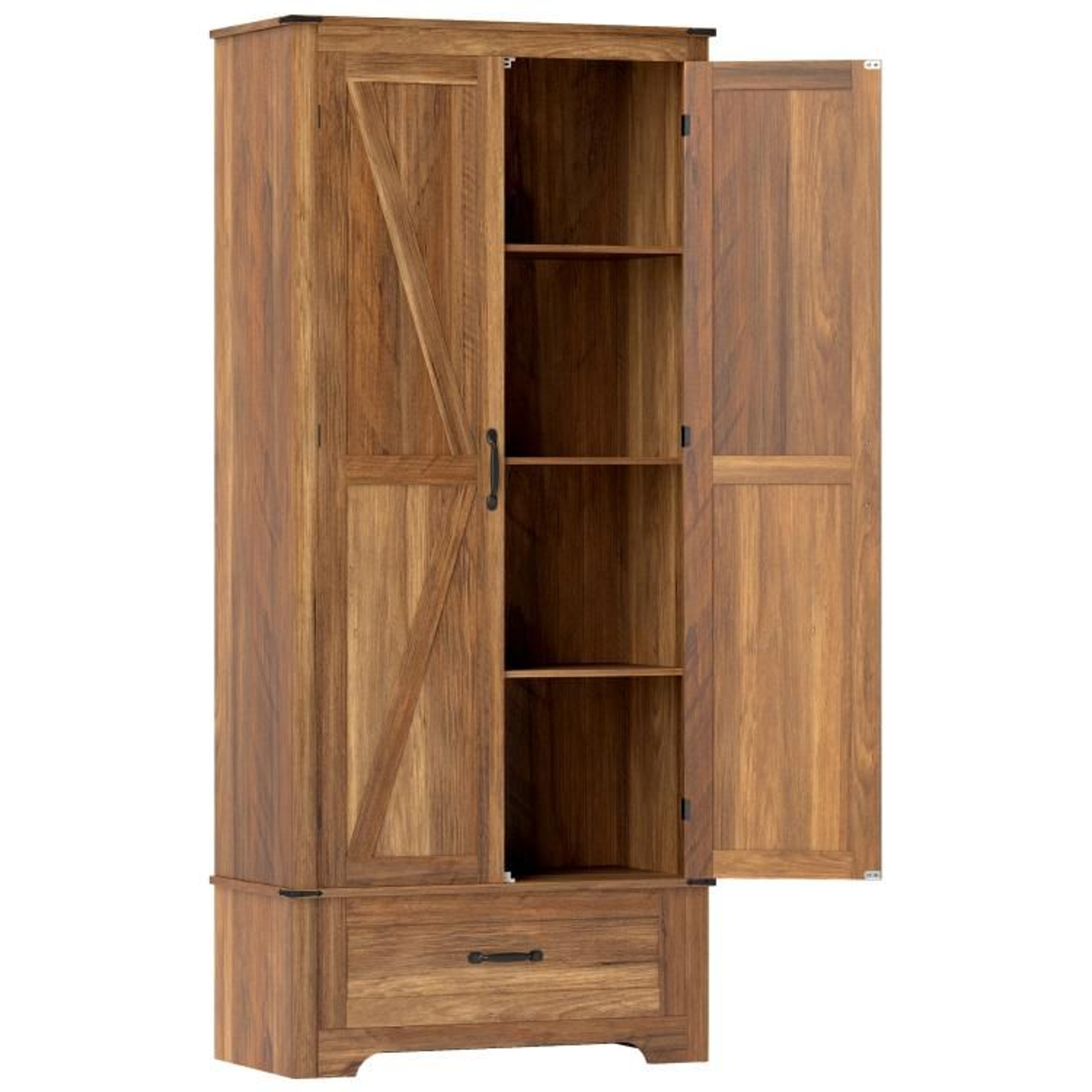 72Inch Farmhouse Pantry Cabinet With Adjustable Shelves And Drawer  Brown 3