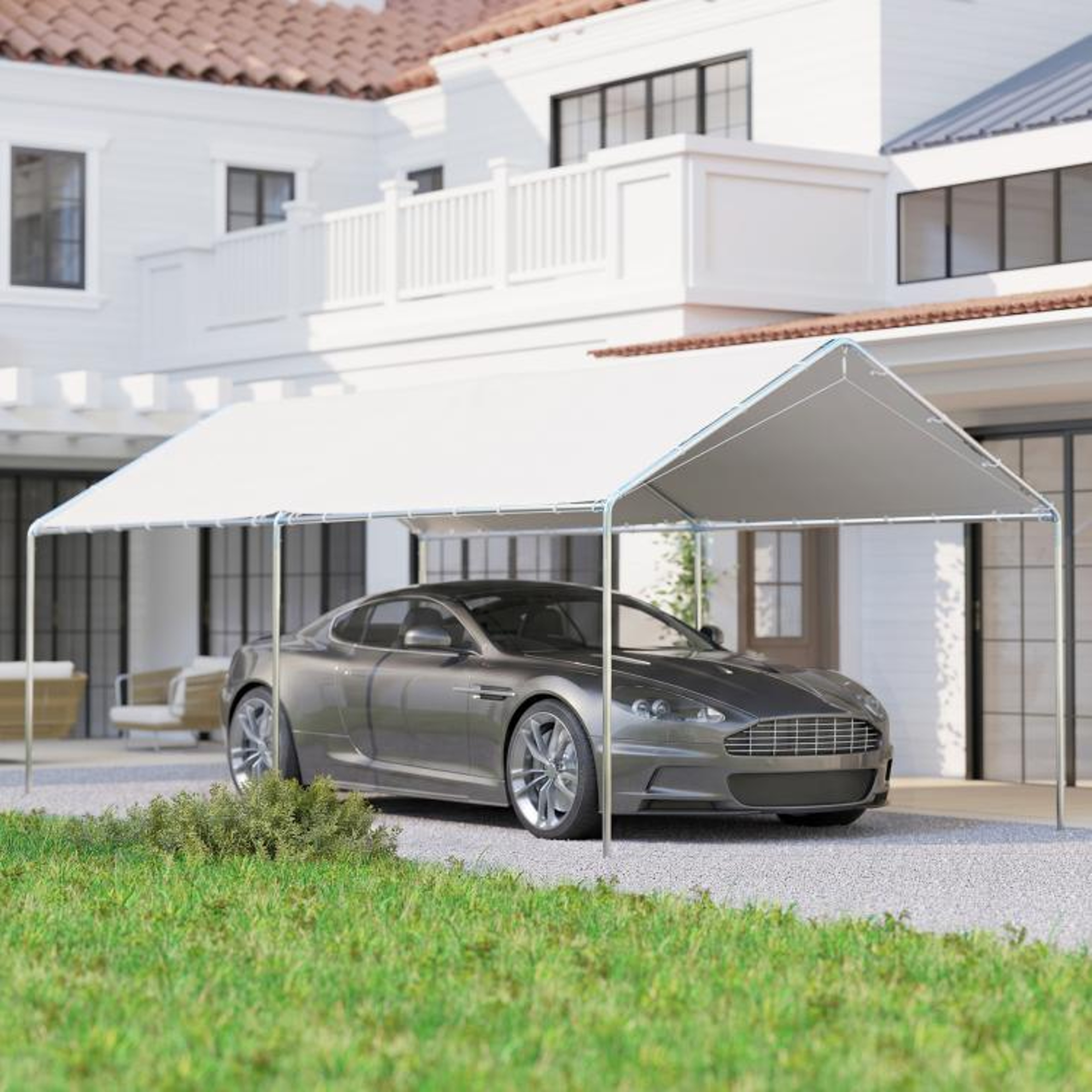 96 X 195 Heavy Duty Galvanized Steel Carport Canopy With Anchor Kit 3