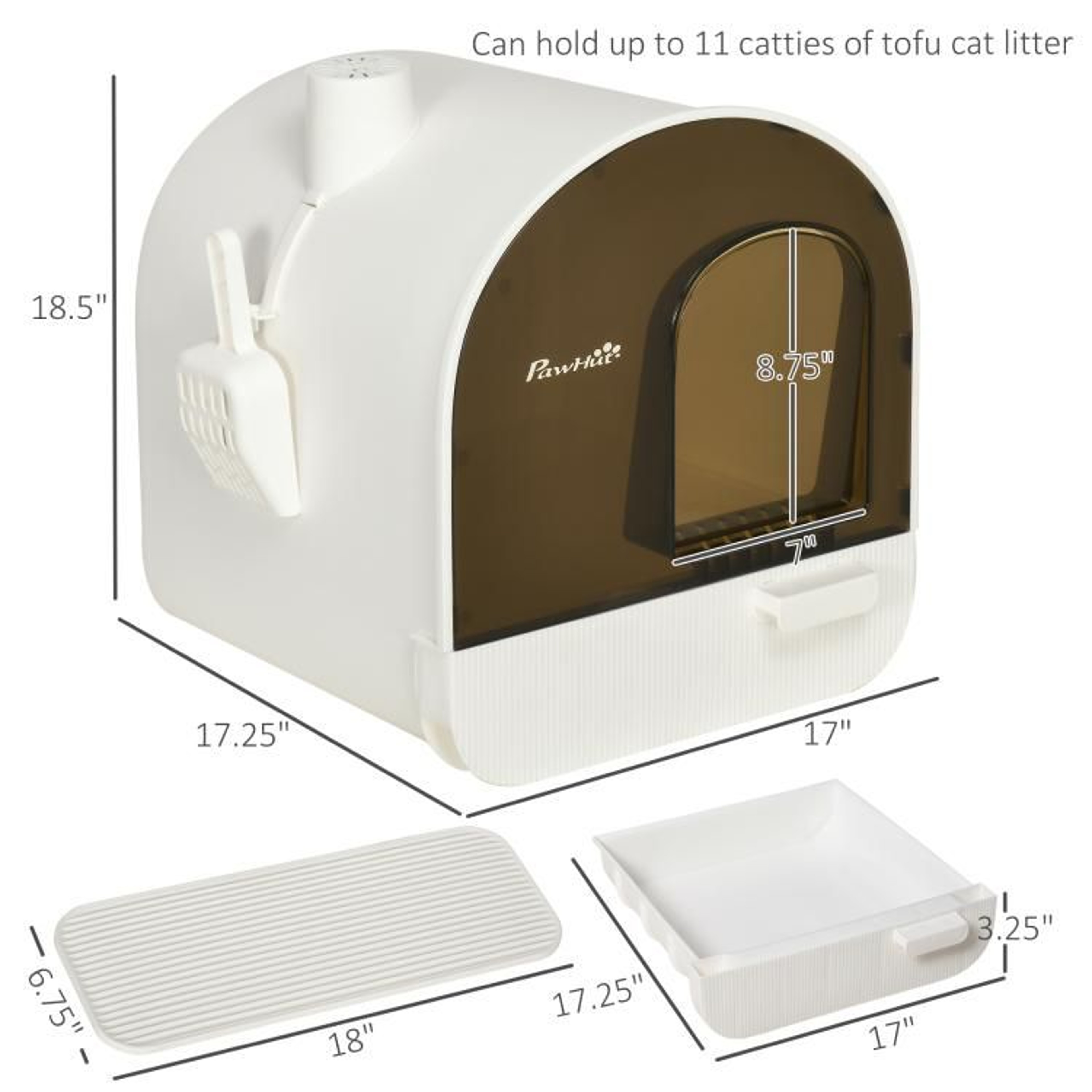 Enclosed Cat Litter Box With PullOut Drawer Scoop And Odor Filter 4