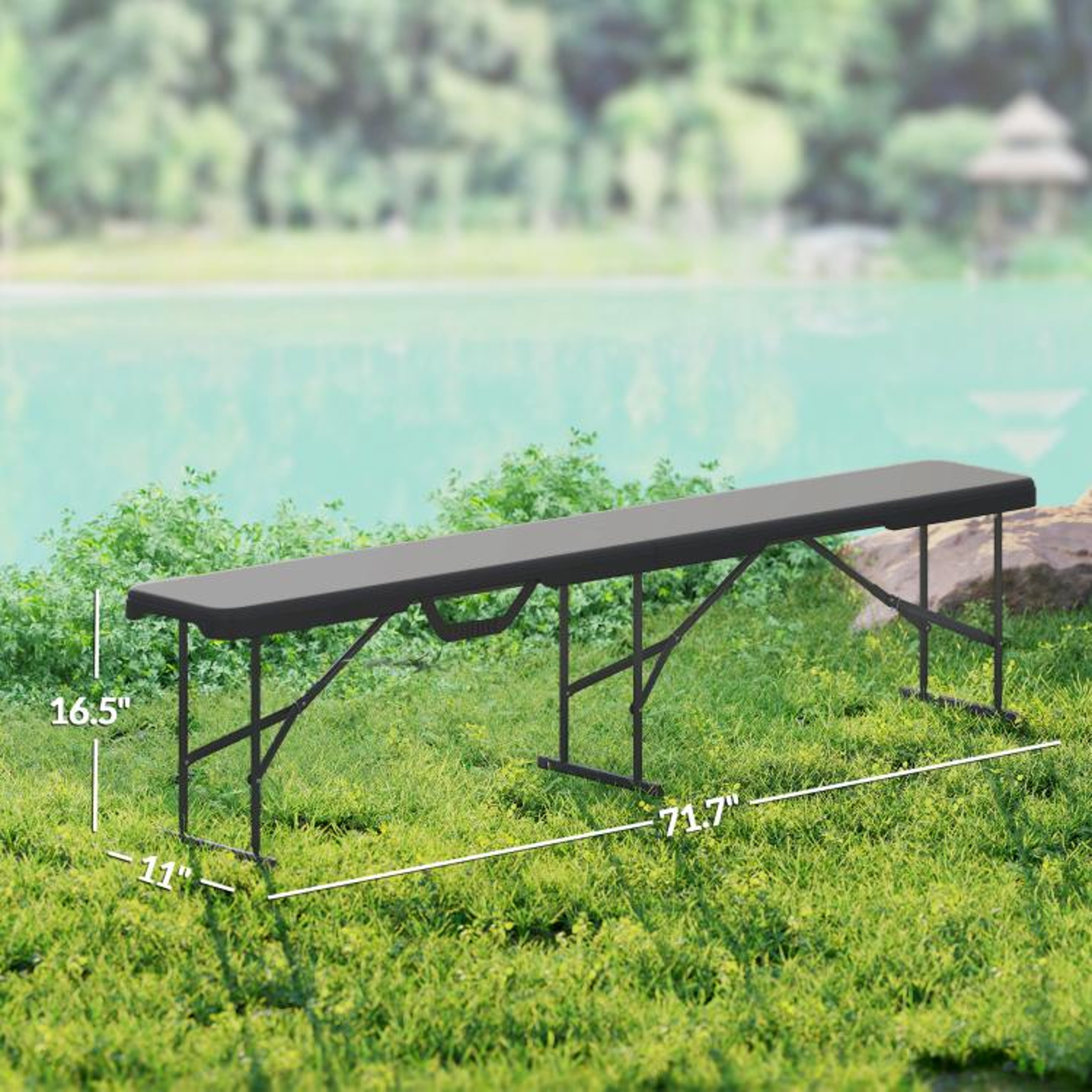 Folding Benches With Carry Handles For Camping And Events  Black 5