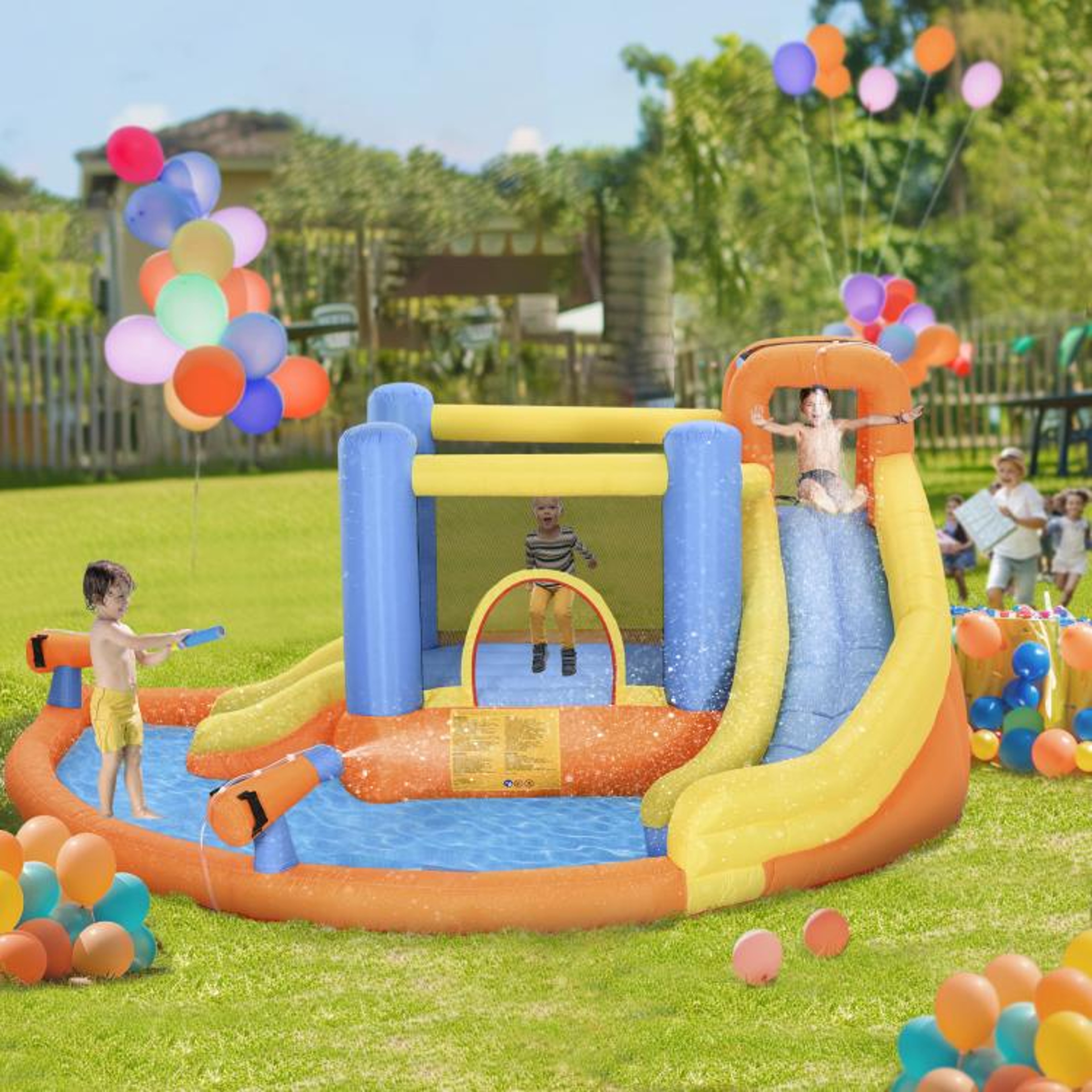 5in1 Kids Inflatable Bounce House With Water Slide Pool And Water Guns 2