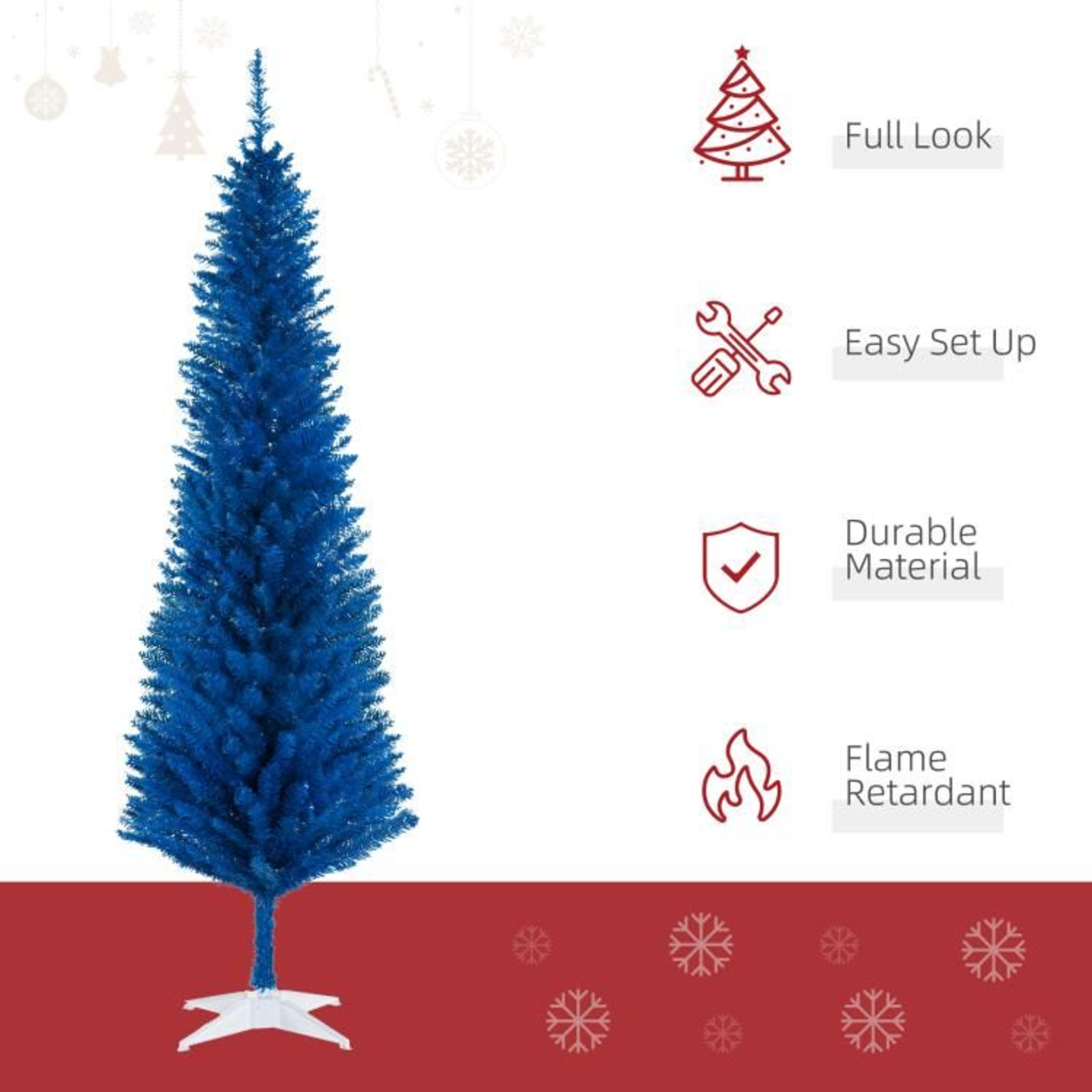 6 Ft Blue Pencil Christmas Tree With 390 Realistic Branch Tips 5