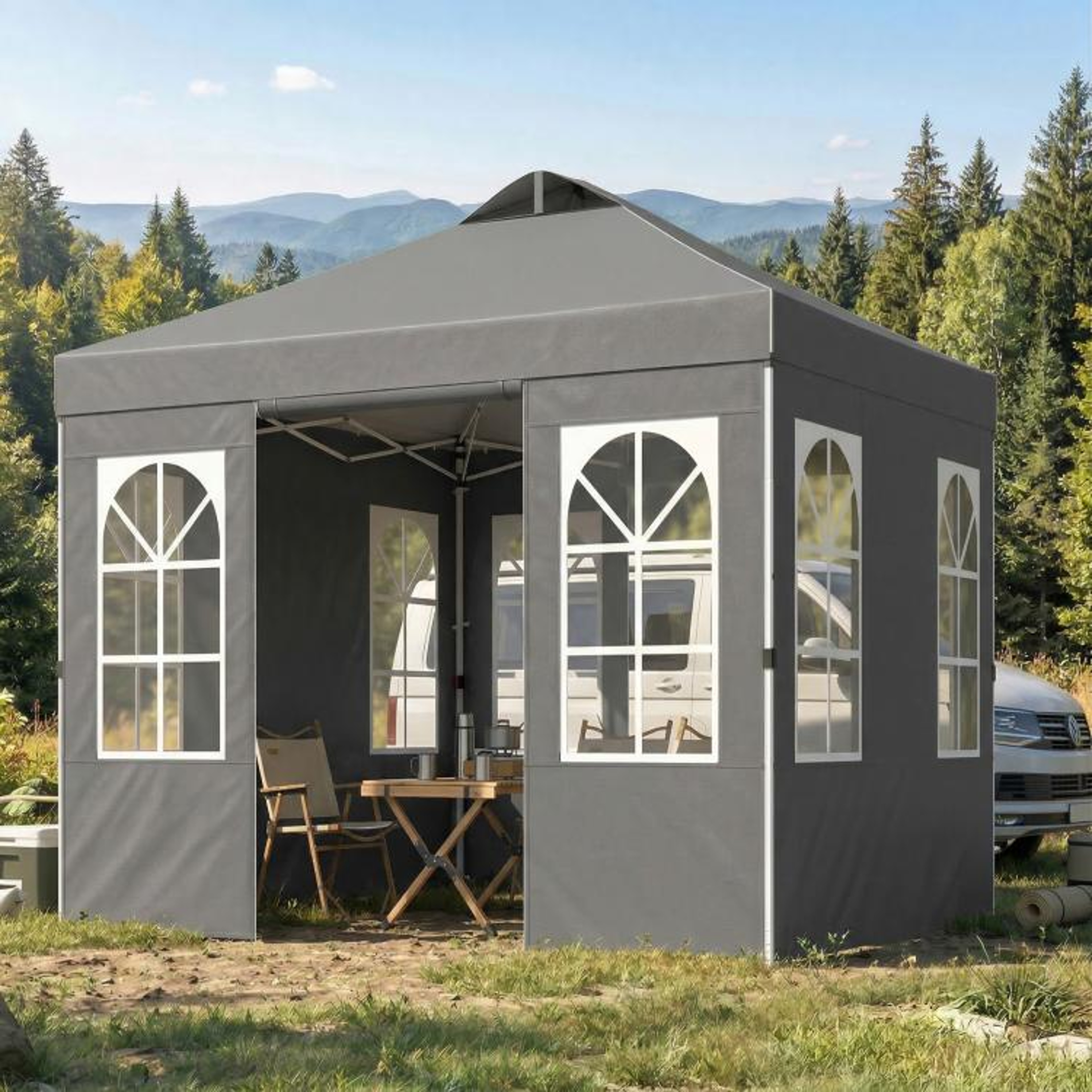 96 X 96 Ft Pop Up Canopy Tent With Sidewalls And UPF 50 Sun Protection 3