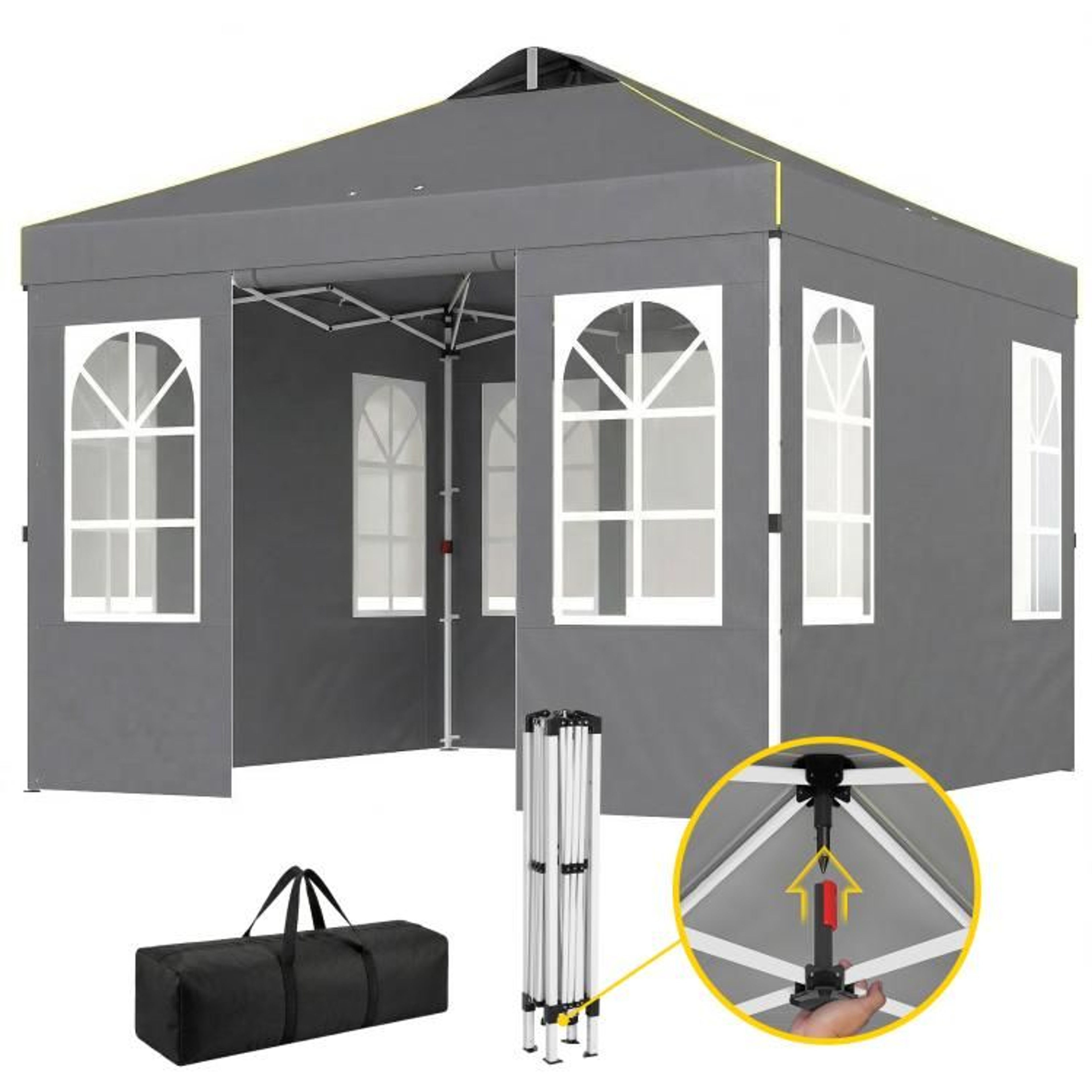 96 X 96 Ft Pop Up Canopy Tent With Sidewalls And UPF 50 Sun Protection 1