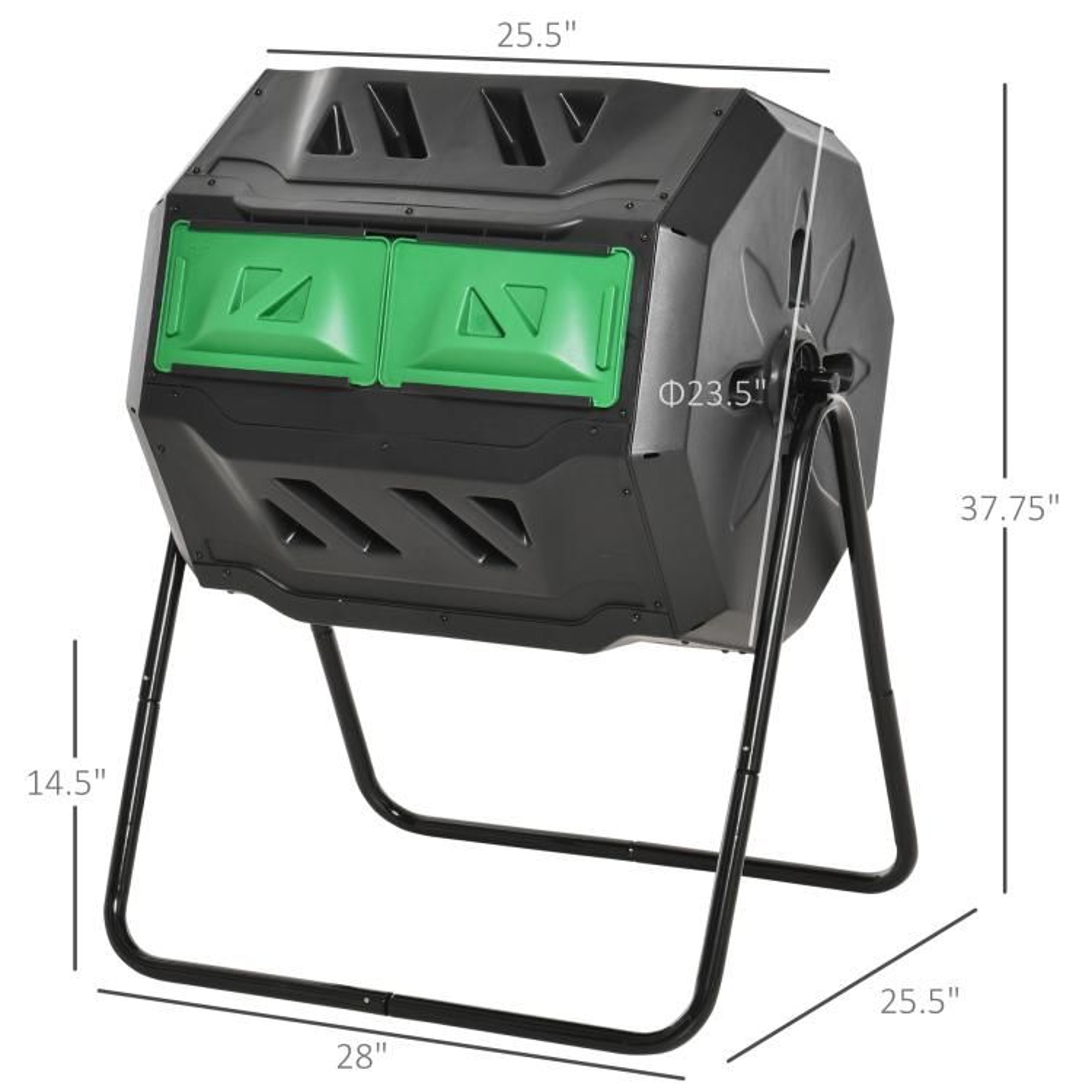 43 Gallon Dual Chamber Outdoor Compost Tumbler With 360 Rotation 4
