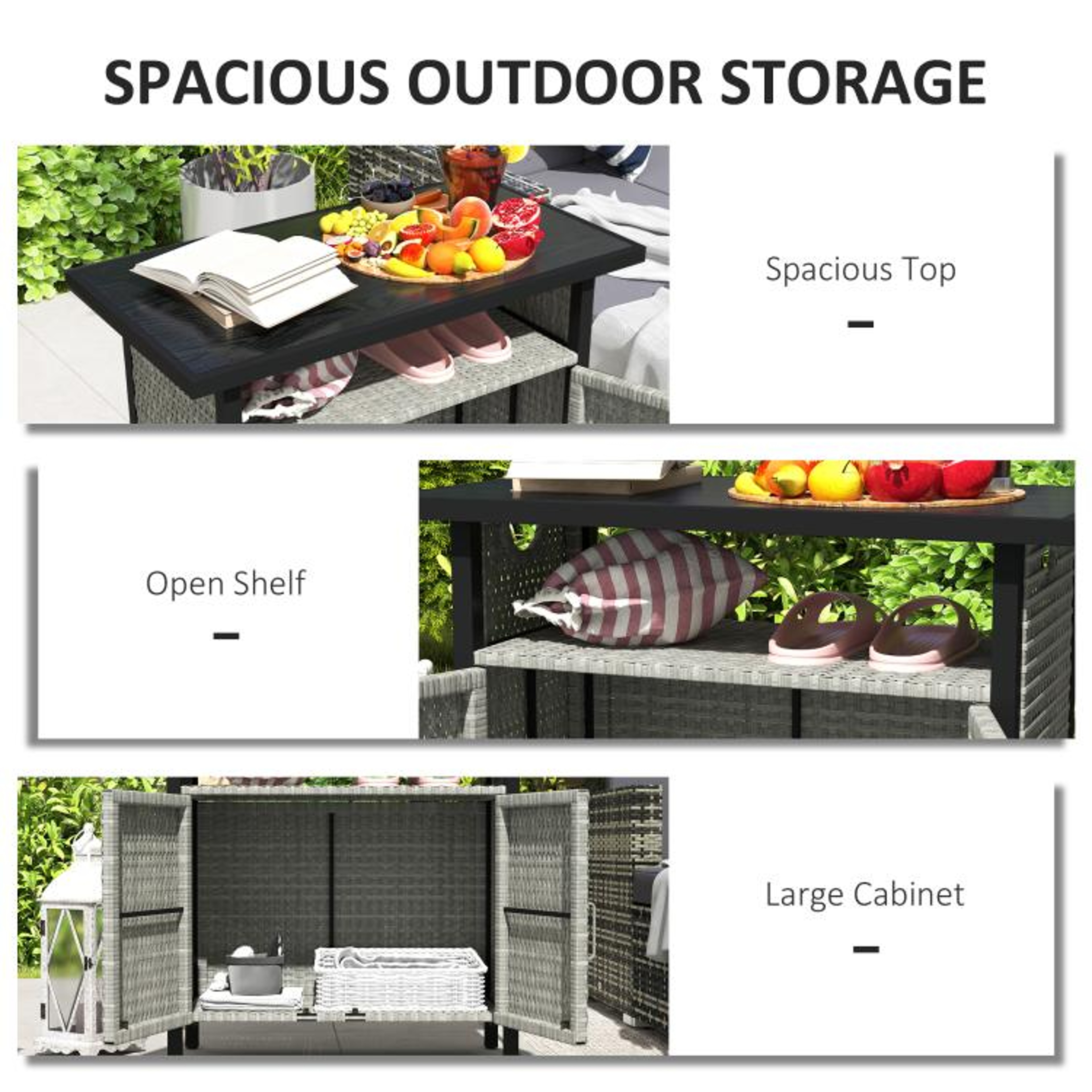 Outdoor Pool Towel Storage Cabinet With PE Rattan And Steel Frame  Gray 5