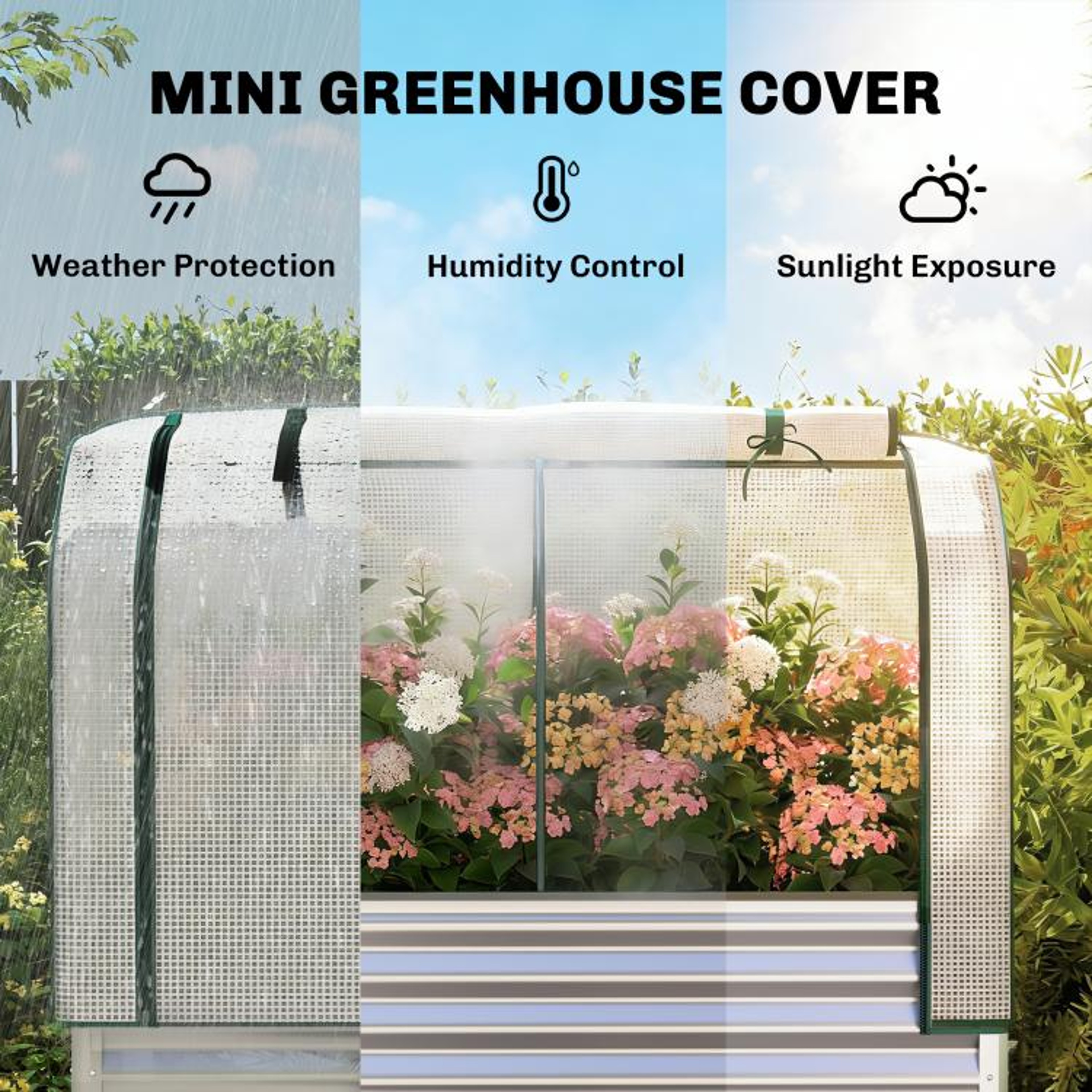 Elevated Galvanized Raised Garden Bed With Greenhouse Cover  Storage Shelf 5