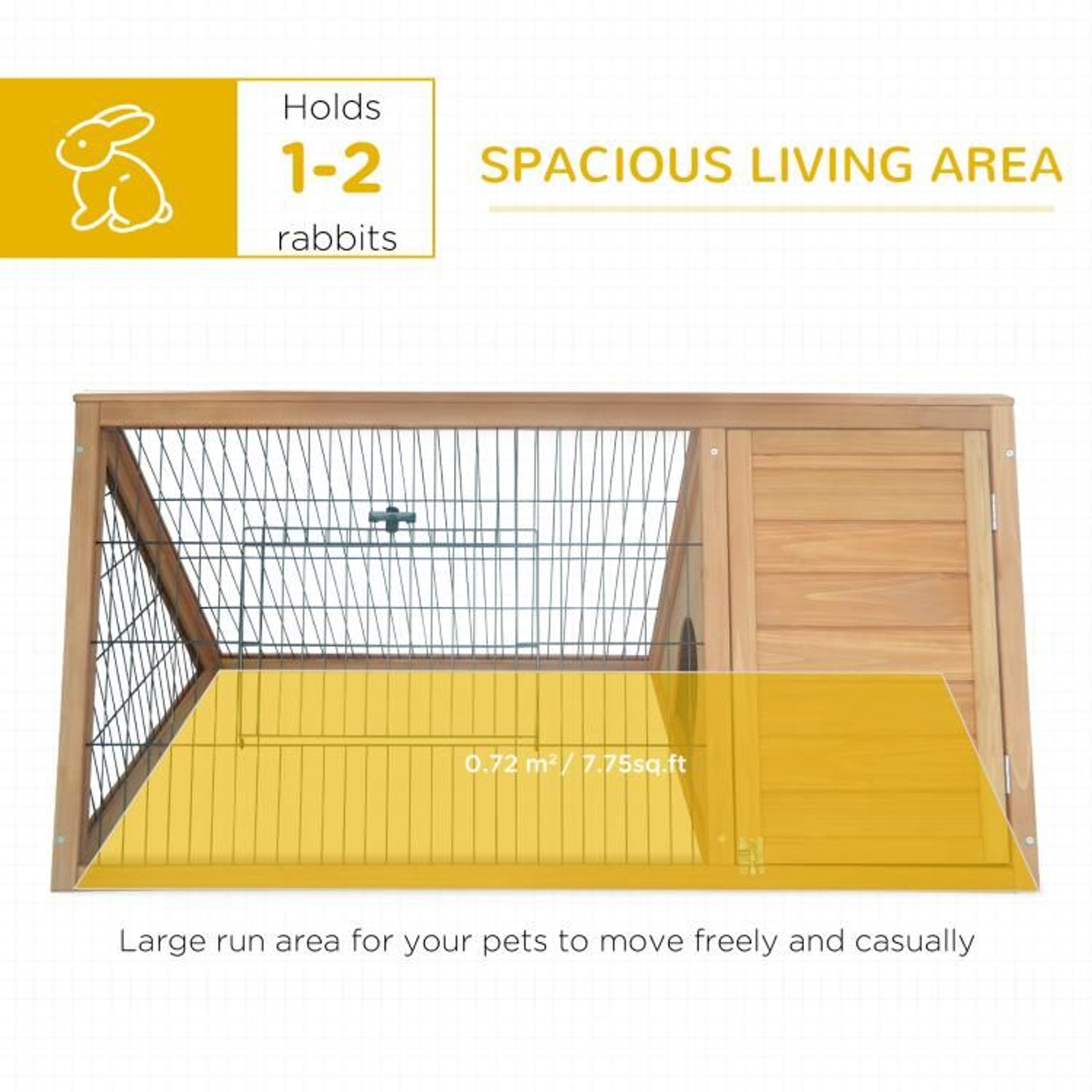 Outdoor Rabbit Hutch With Enclosed Shelter And Wire Mesh Run  Brown 5