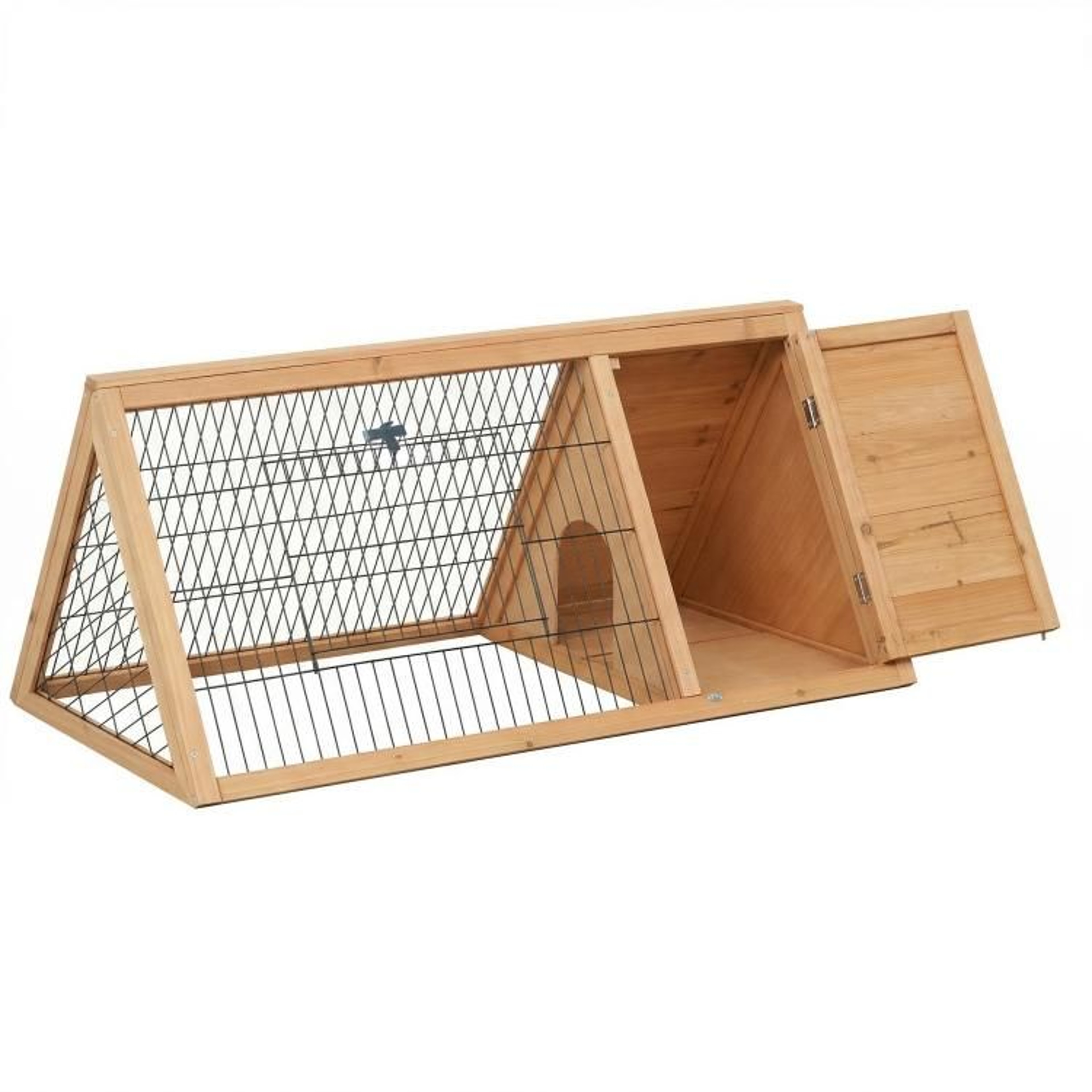Outdoor Rabbit Hutch With Enclosed Shelter And Wire Mesh Run  Brown 0