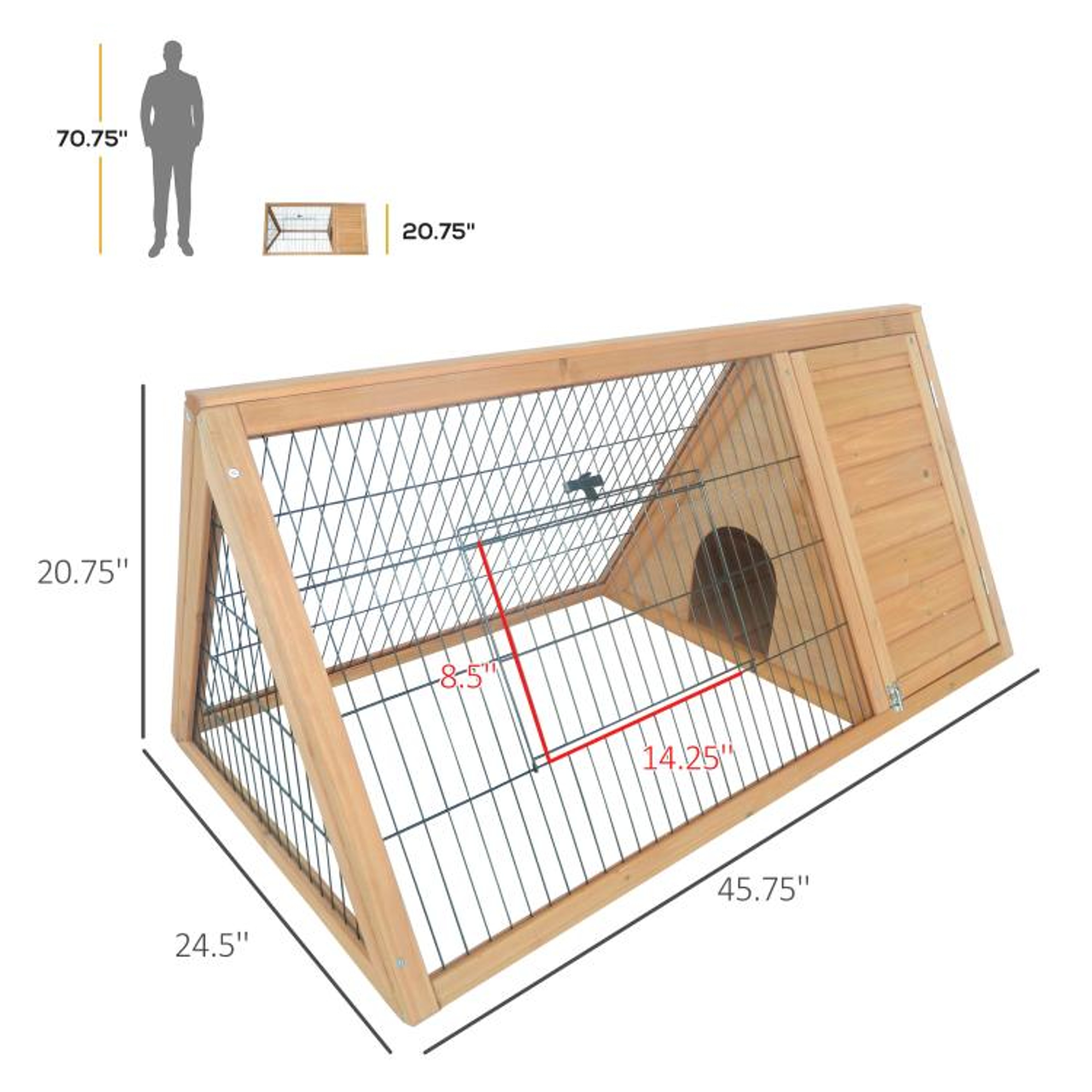 Outdoor Rabbit Hutch With Enclosed Shelter And Wire Mesh Run  Brown 4