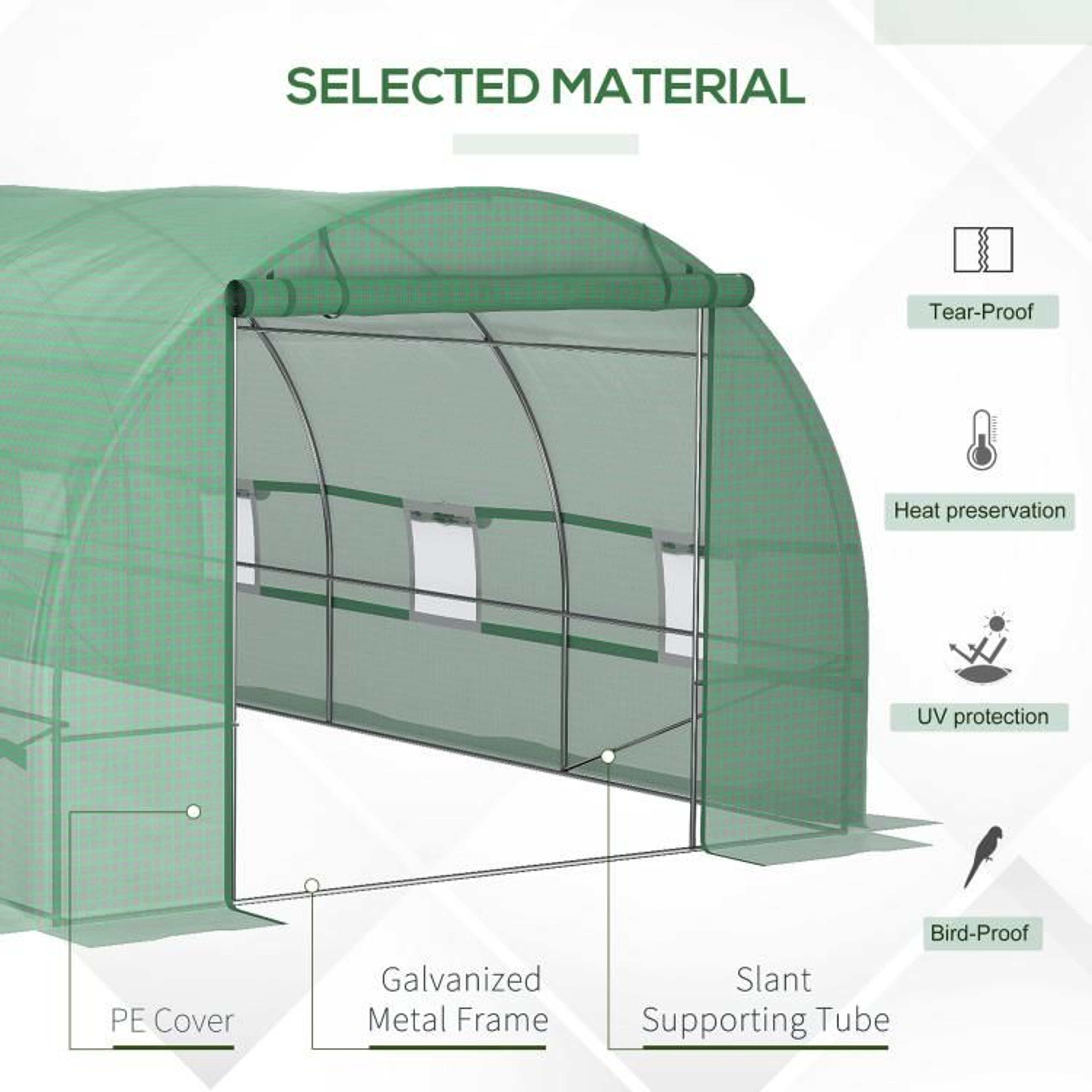 19 X 10 X 7 Ft WalkIn Tunnel Greenhouse With Steel Frame And Mesh Windows 6