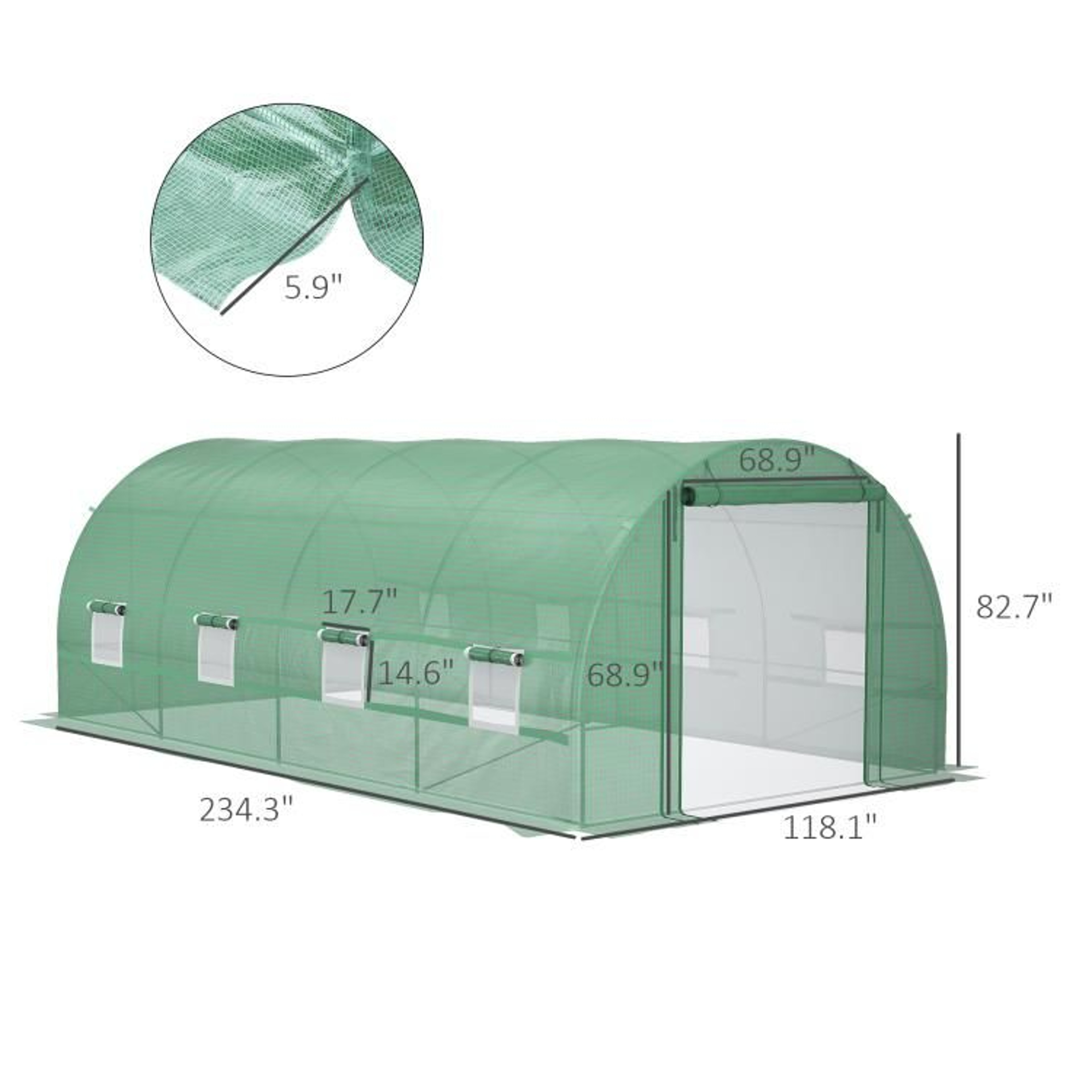 19 X 10 X 7 Ft WalkIn Tunnel Greenhouse With Steel Frame And Mesh Windows 4