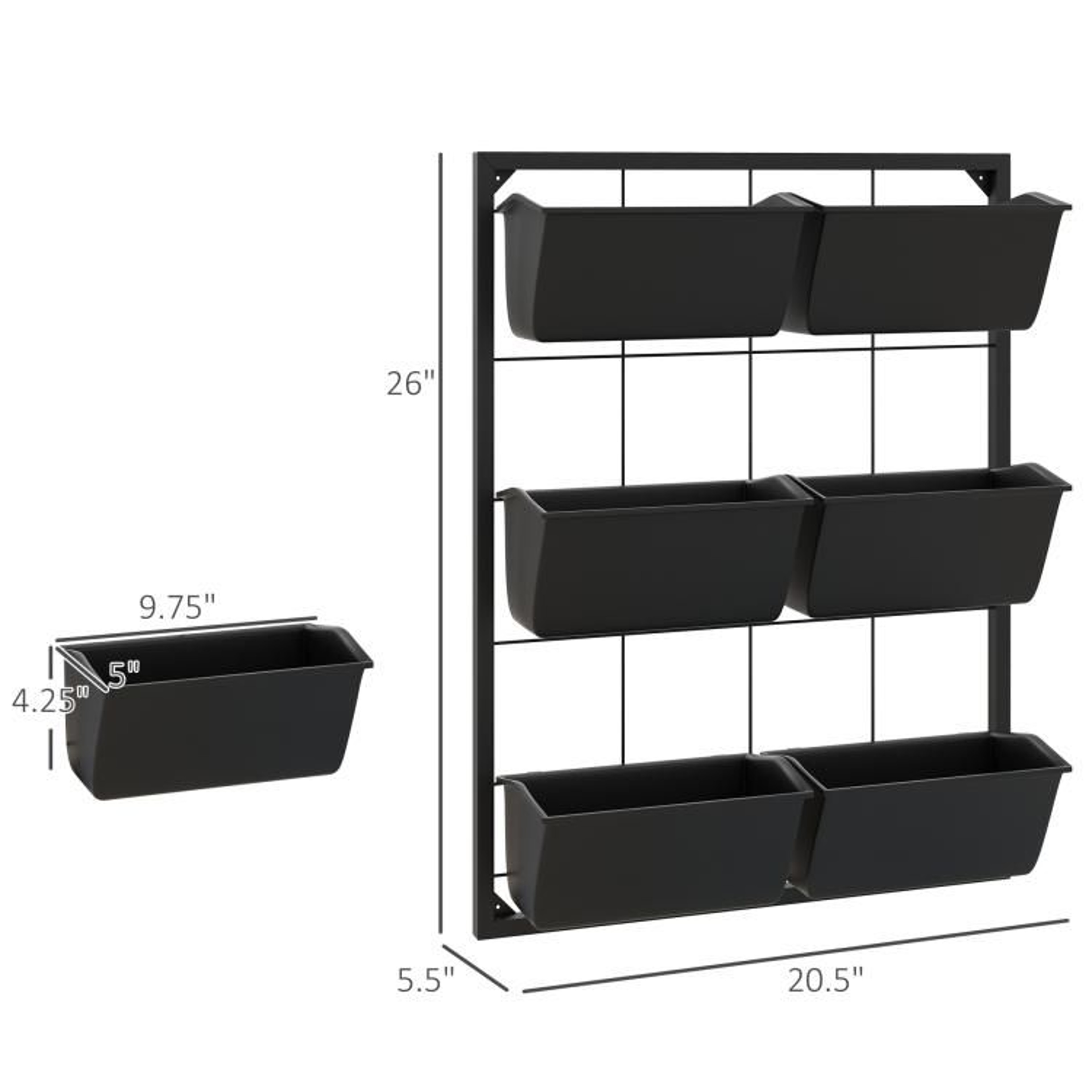 3Tier Wall Mounted Hanging Planter With 6 SelfDraining Pots  Black 4