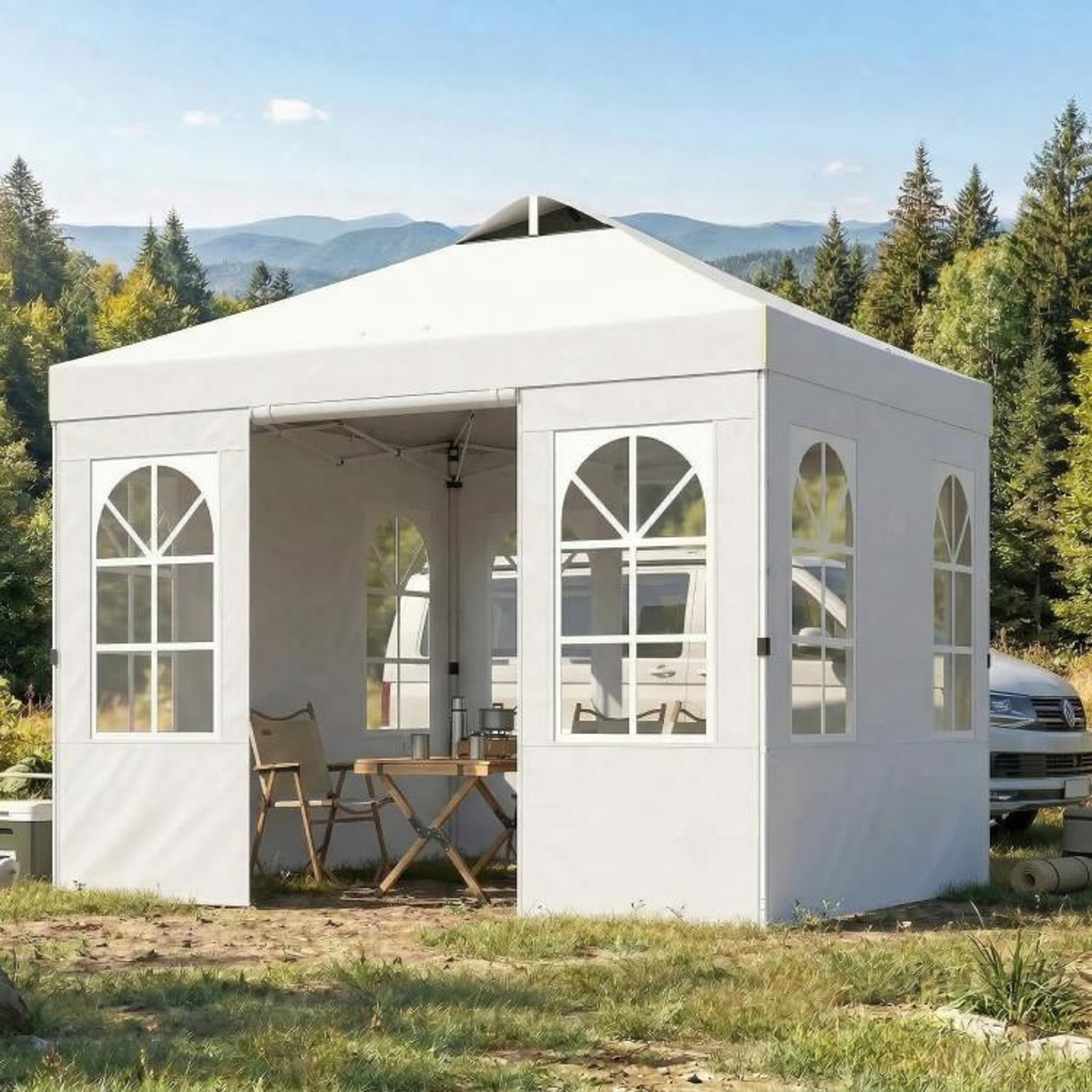 96 X 96 Ft Pop Up Canopy Tent With Sidewalls And  Sun Protection 3