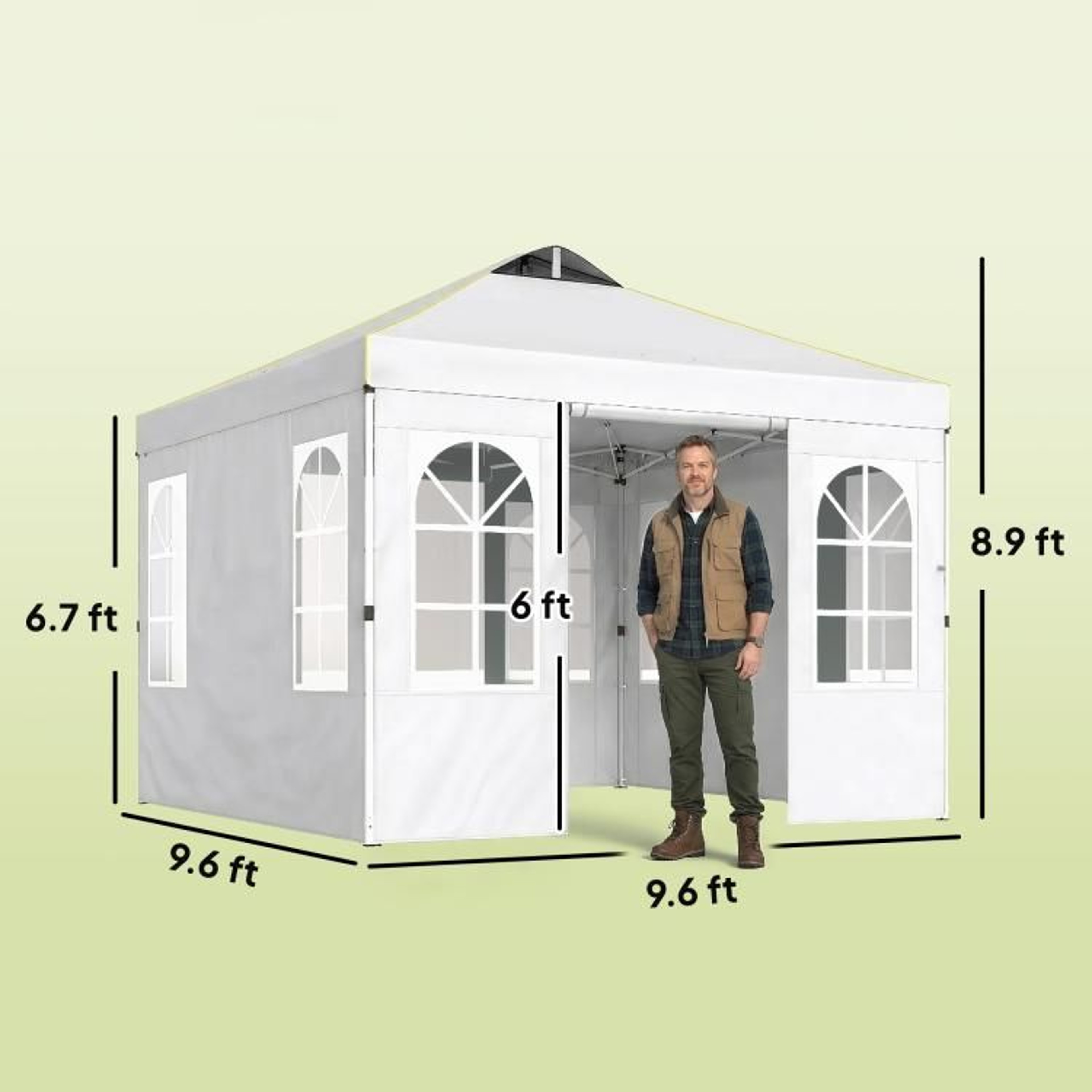96 X 96 Ft Pop Up Canopy Tent With Sidewalls And  Sun Protection 4