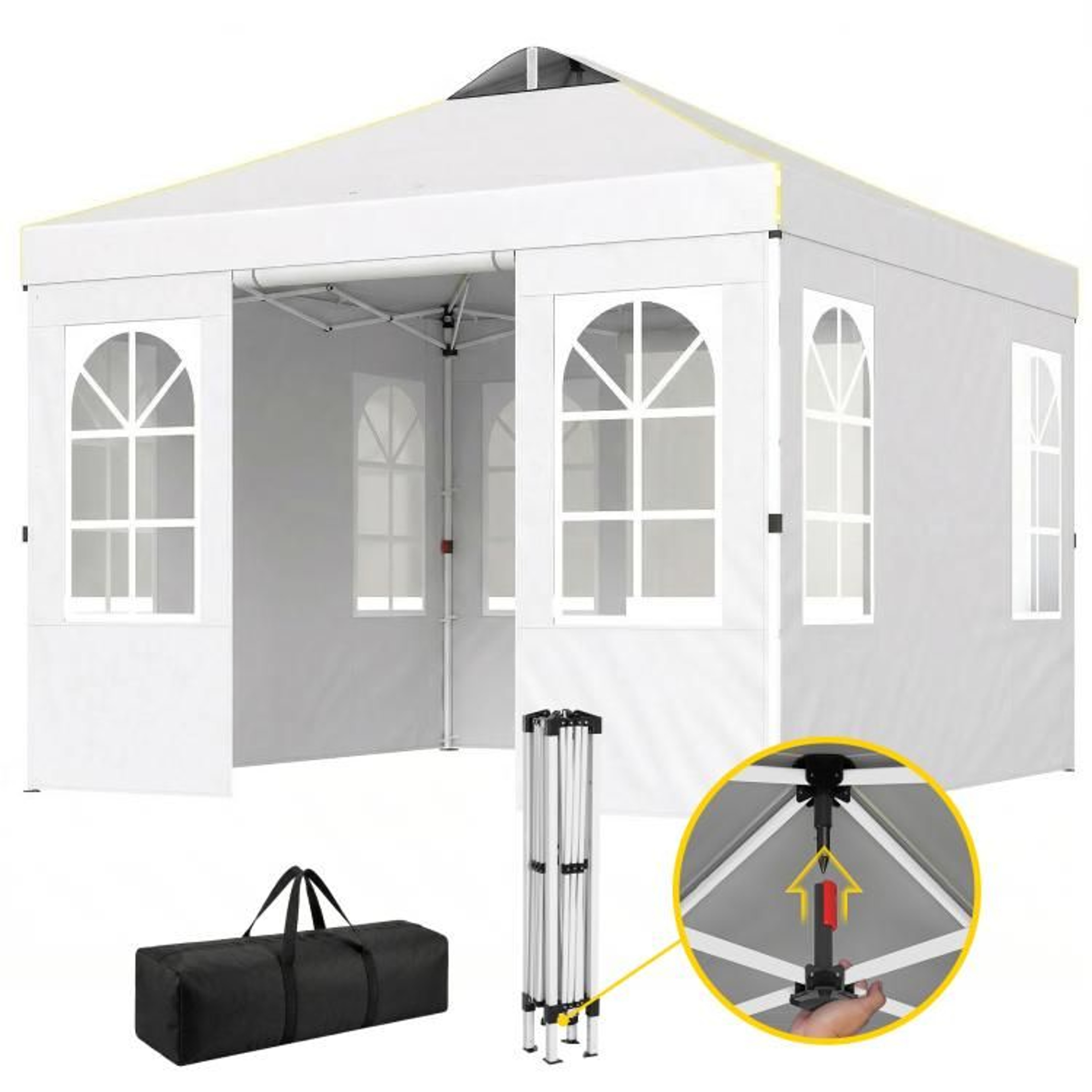 96 X 96 Ft Pop Up Canopy Tent With Sidewalls And  Sun Protection 1