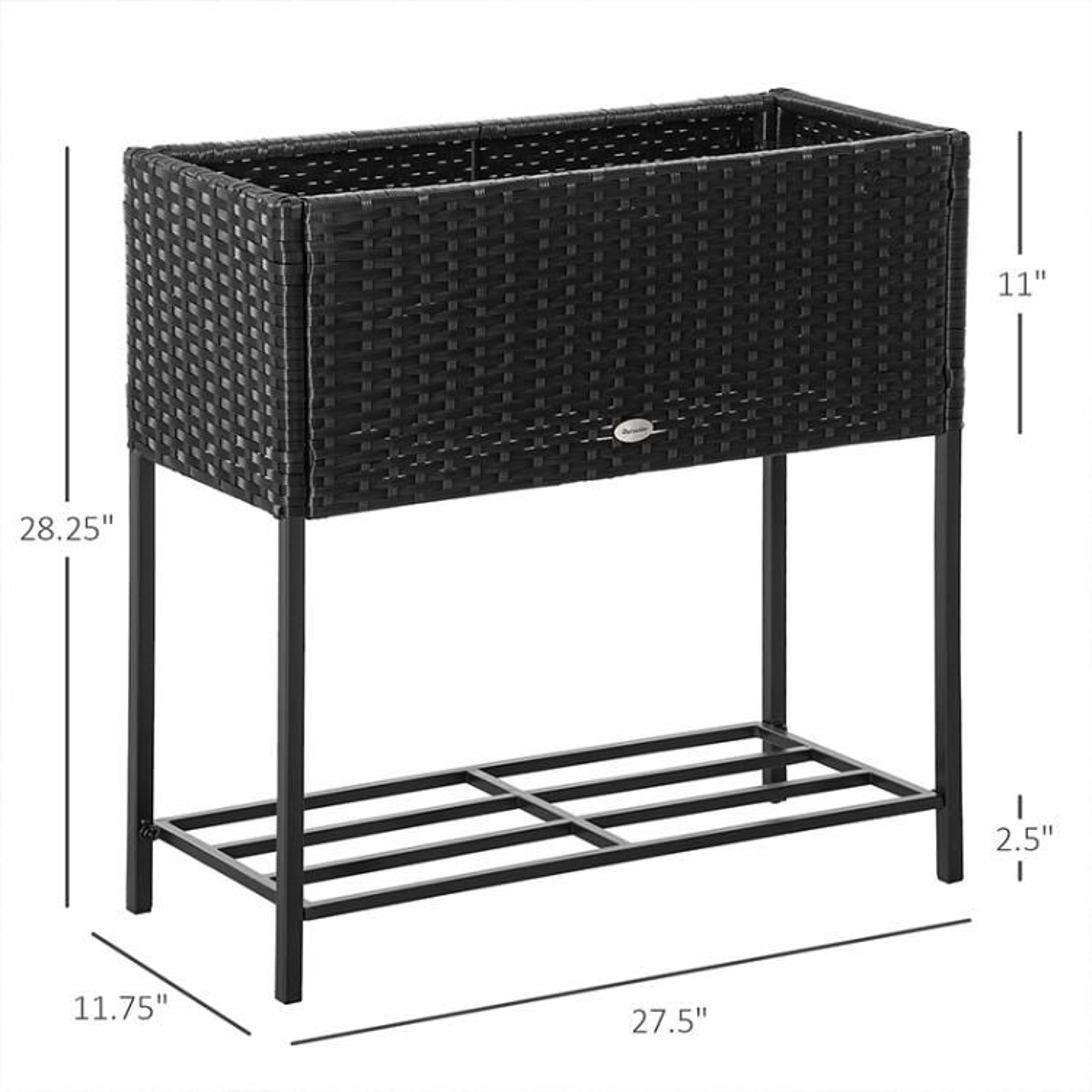 Raised Garden Planter With PE Rattan Wicker And Storage Shelf 4