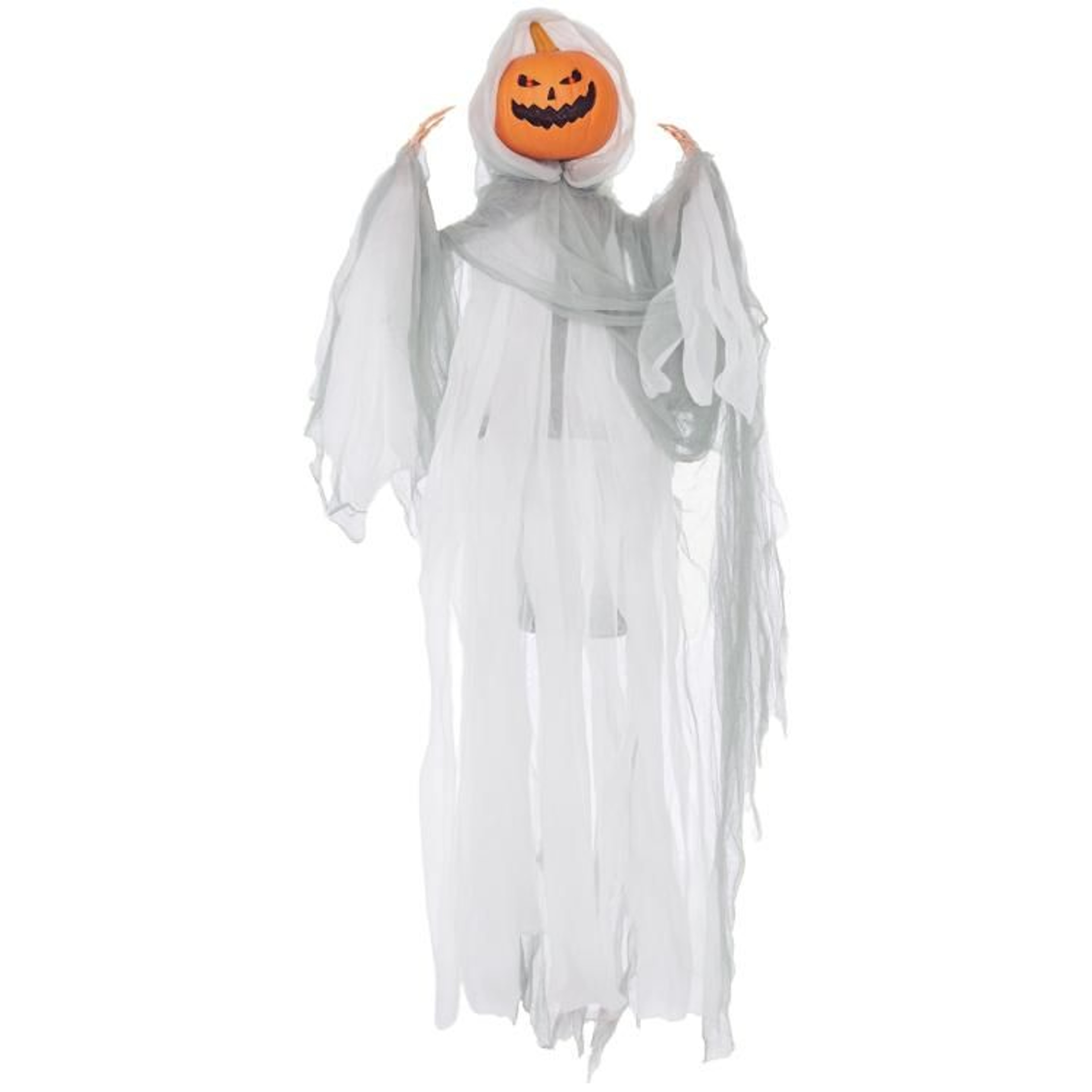 Hanging Halloween Pumpkin Ghost Decoration With Glowing Eyes And Sounds 3