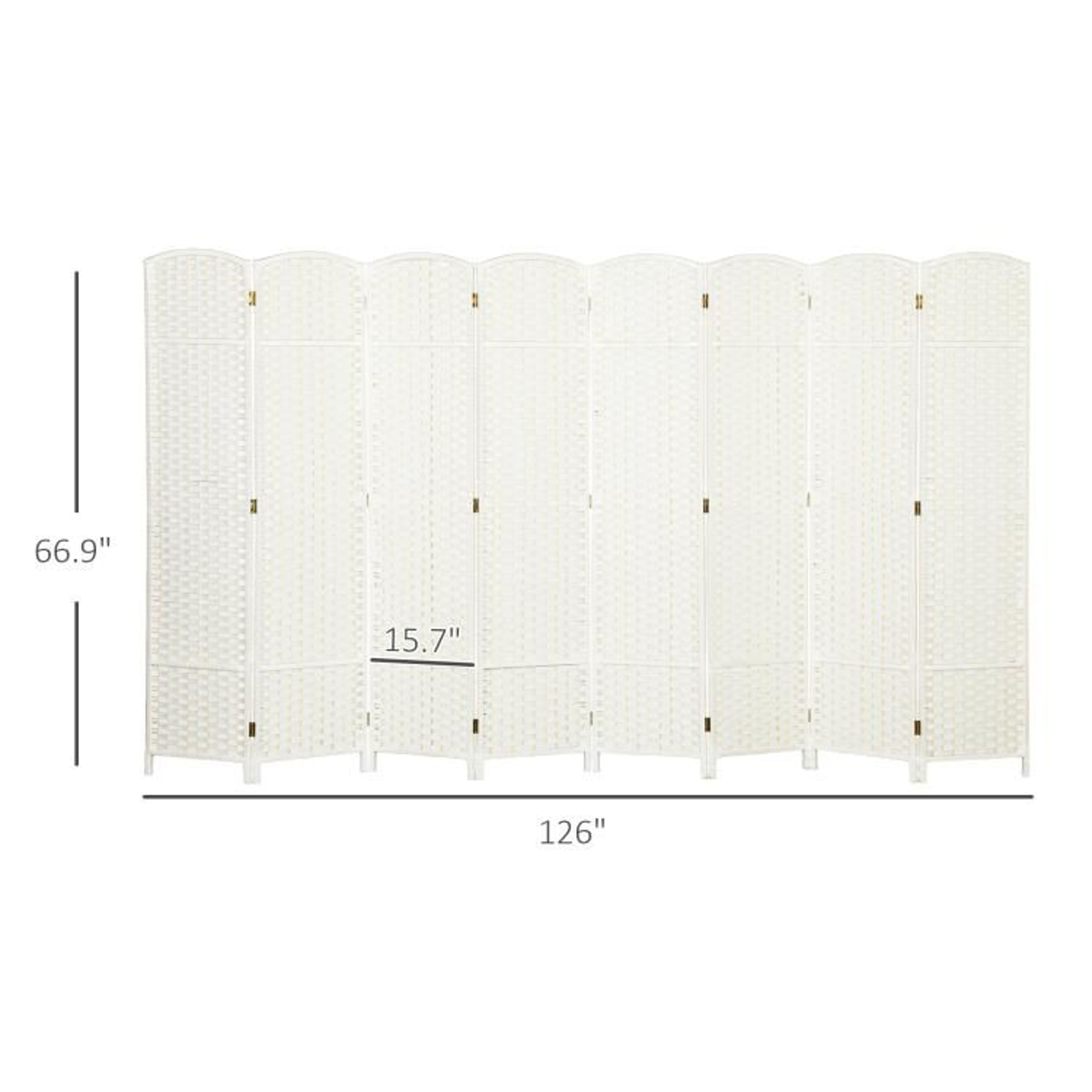8Panel Folding Room Divider Screen With Freestanding White Privacy Panels 4