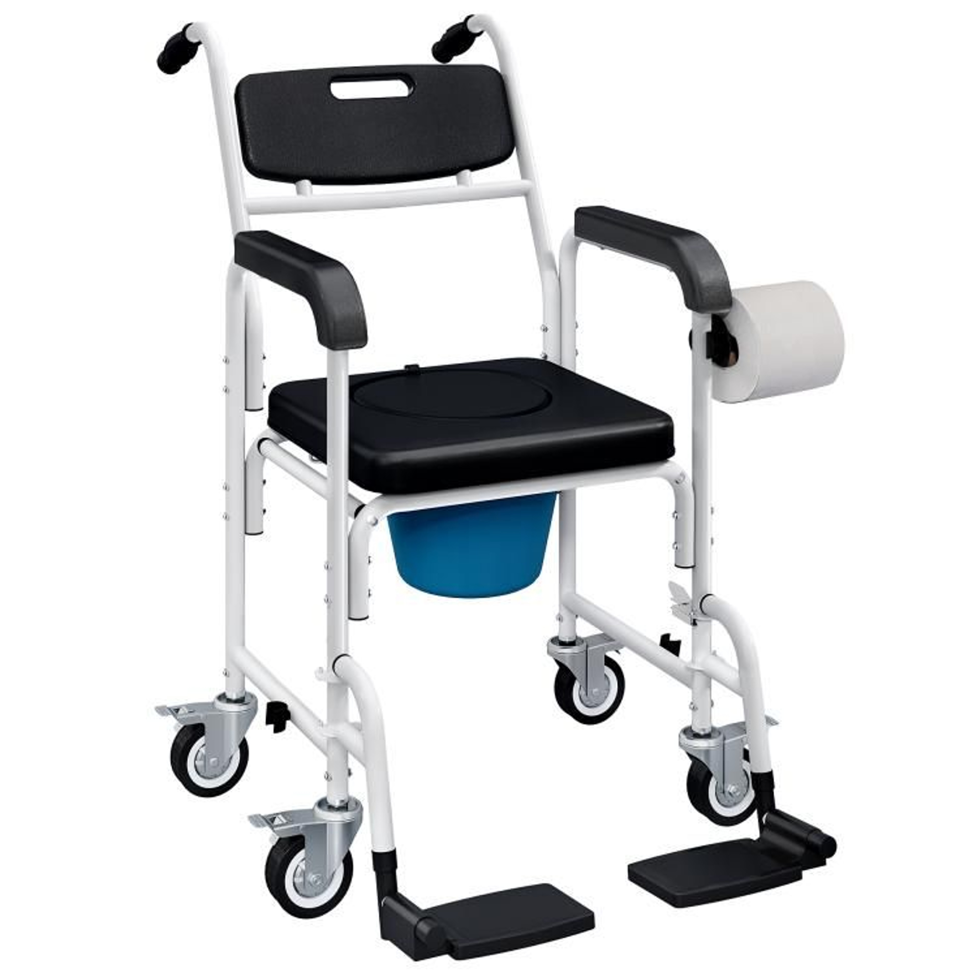 Rolling Shower Wheelchair And Bedside Commode Chair With Locking Wheels 0