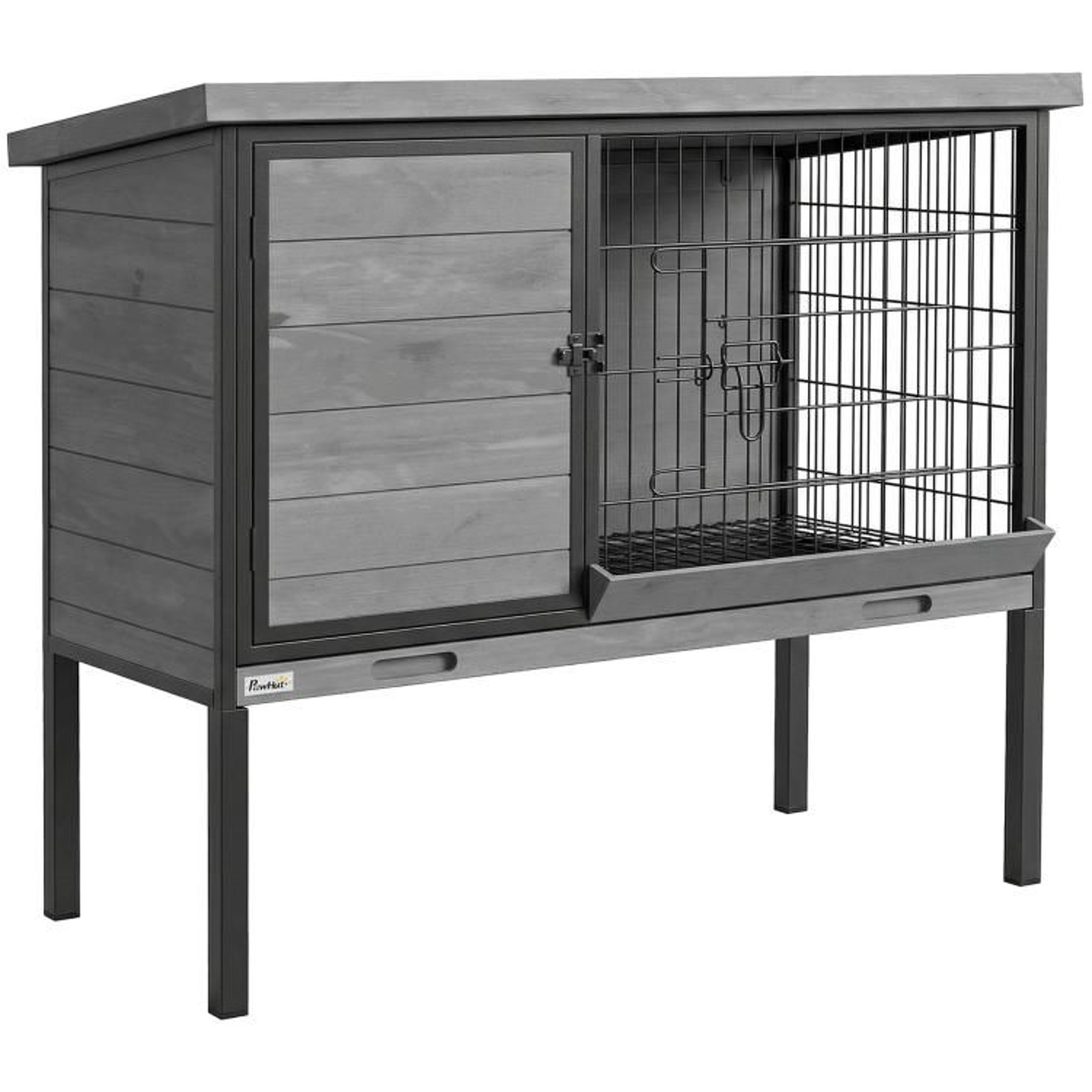 Elevated Outdoor Rabbit Hutch With PullOut Tray And Opening Roof 1