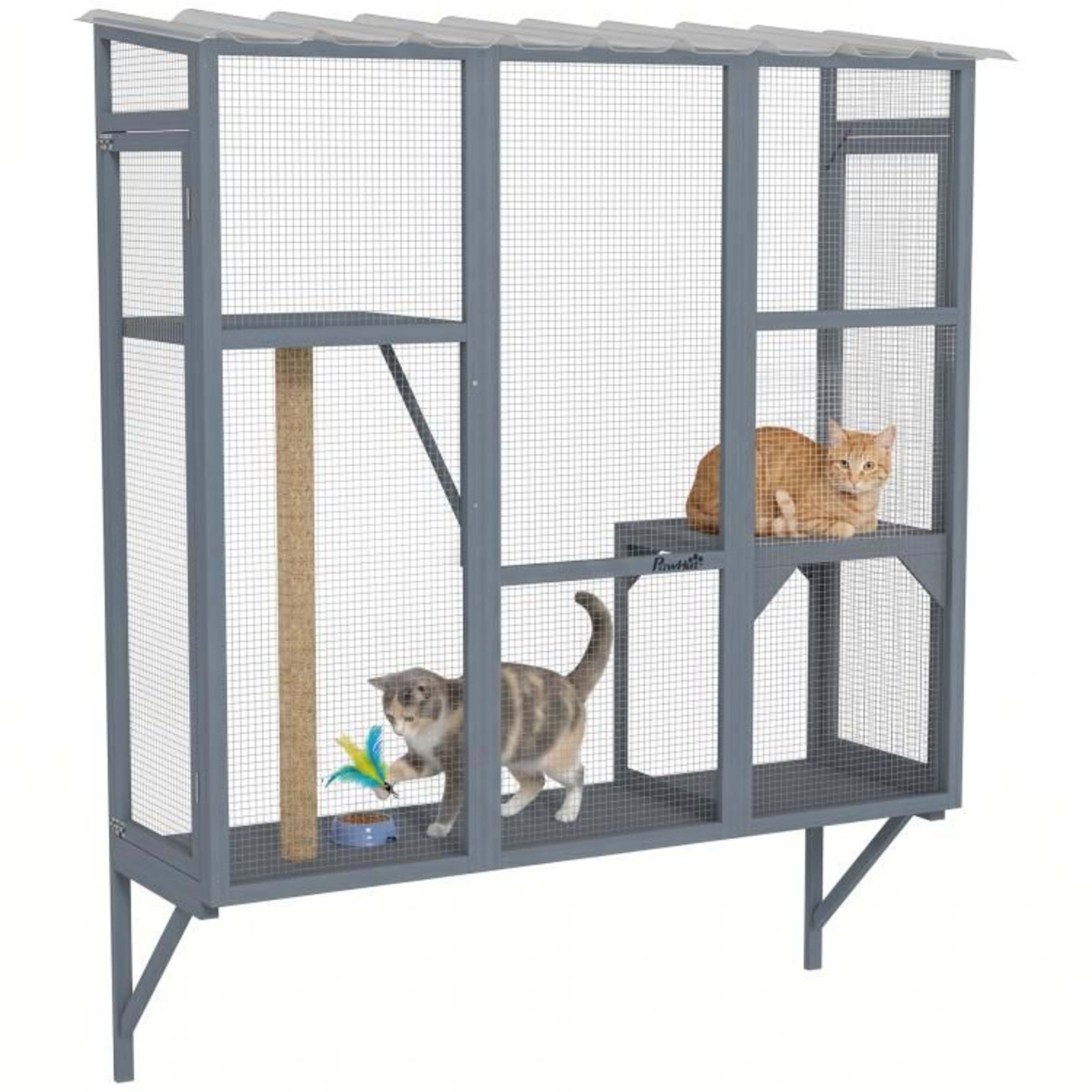 Outdoor Window Catio For 23 Cats With Jumping Platforms And Scratching Post 0
