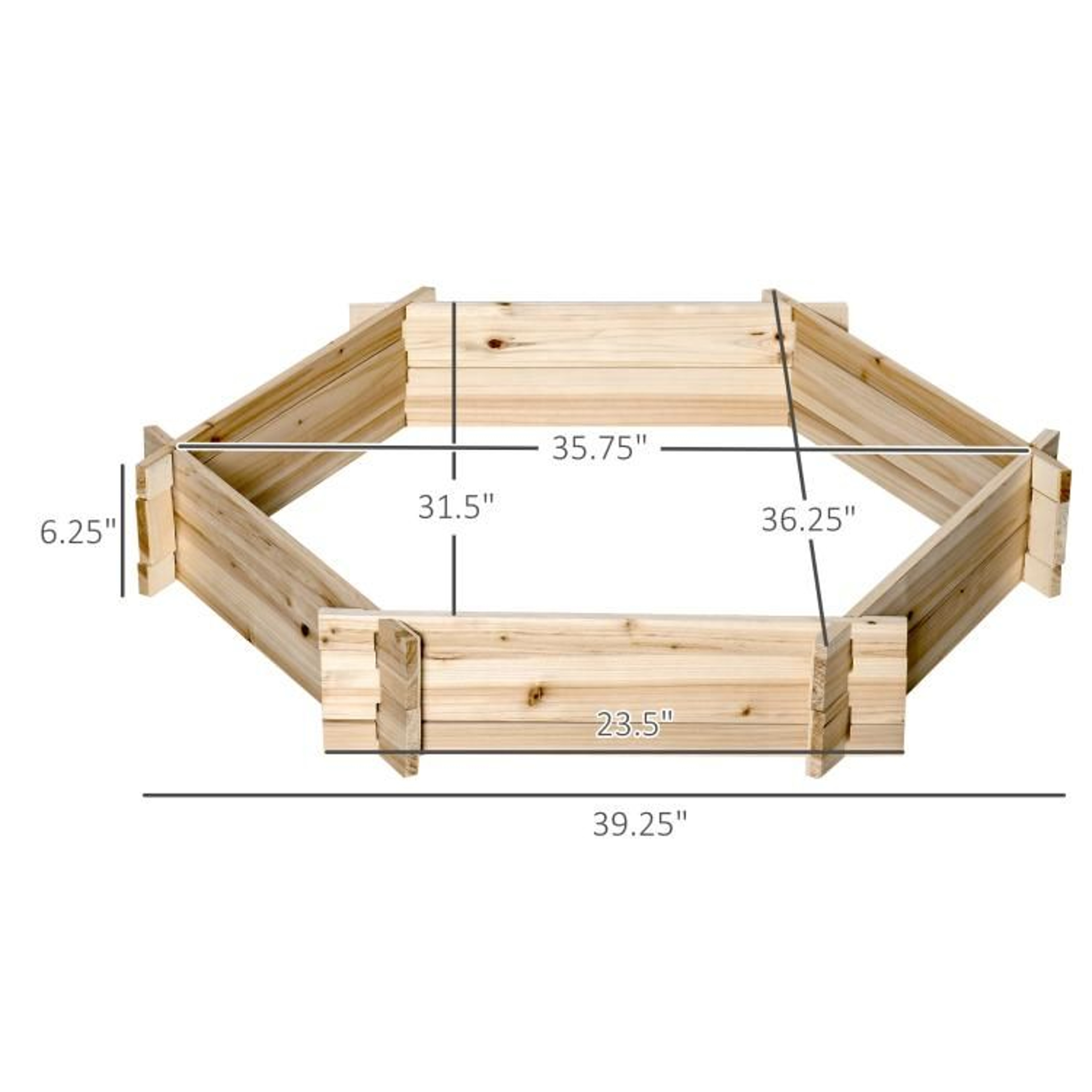 Hexagon Raised Garden Bed With ToolFree Assembly And Natural Wood Frame 3