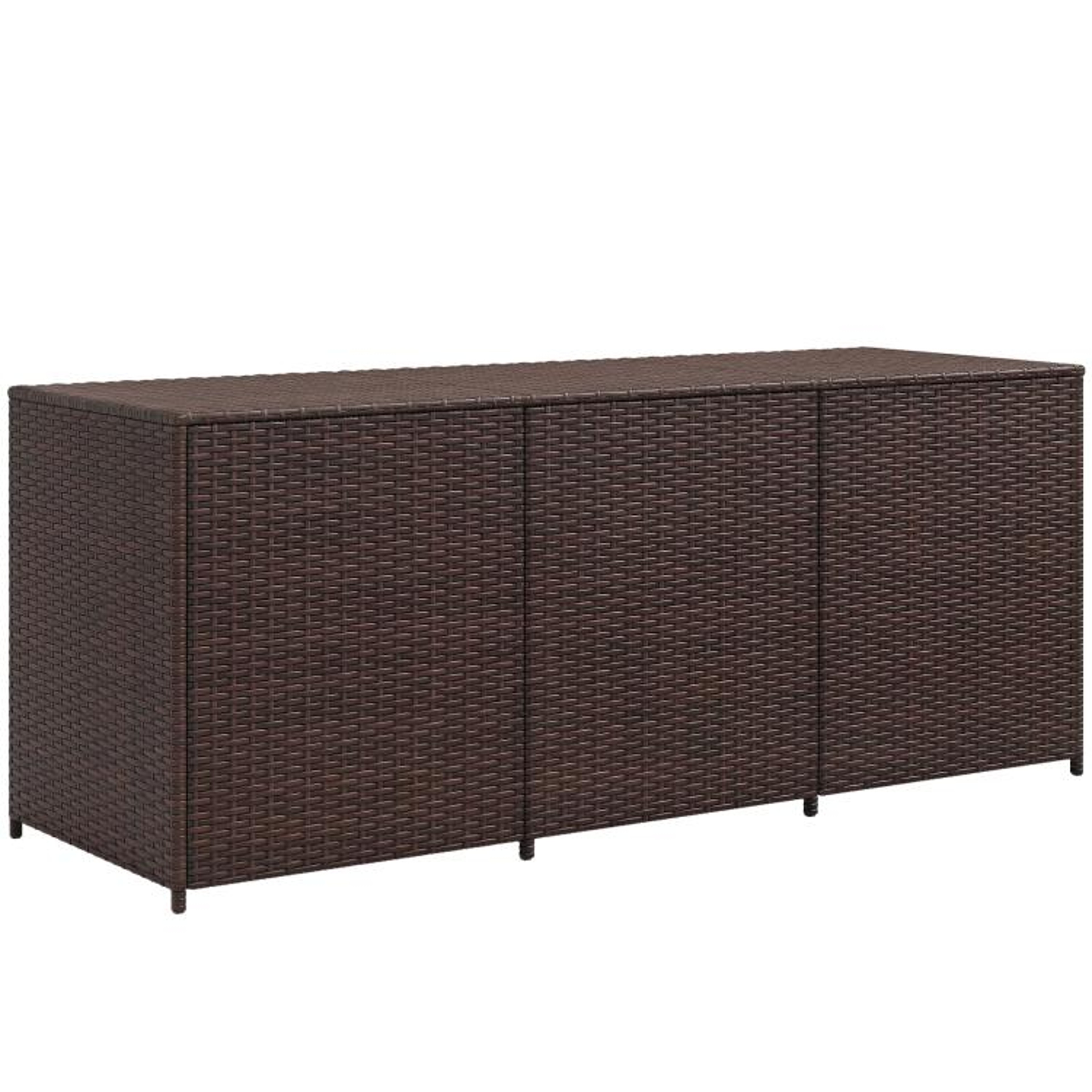 175 Gallon Outdoor Wicker Deck Storage Box With Liner And Pneumatic Lid  Mixed Brown 0